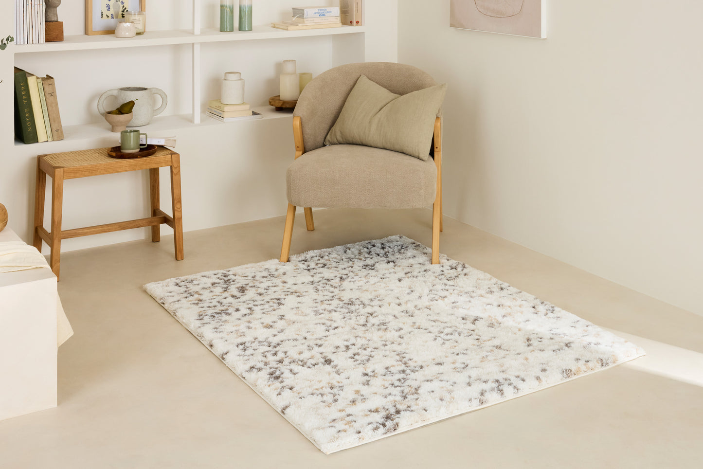 Tapis confettis gris et crème : ALE671BEI ALENA