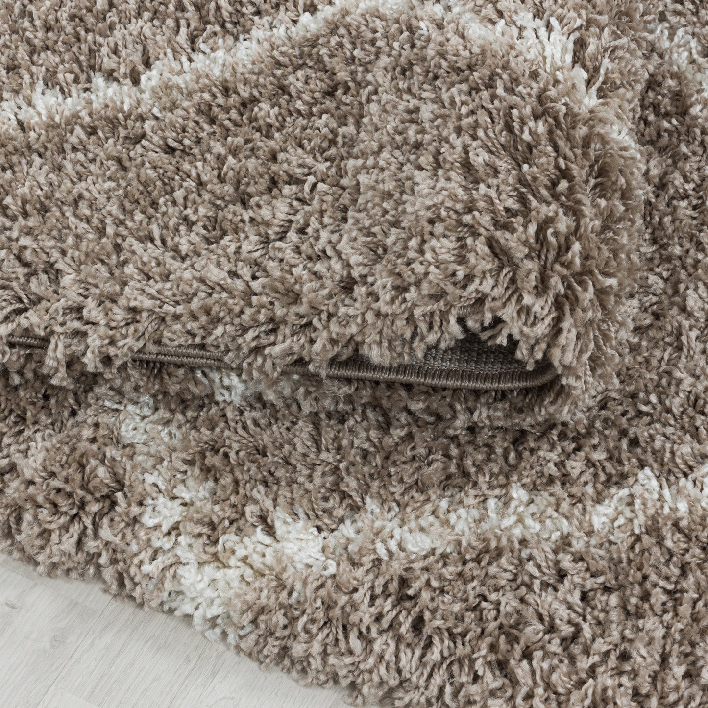 ALVOR – Tapis shaggy rond à poils longs motif berbère beige – ALV3401BEI ALVOR