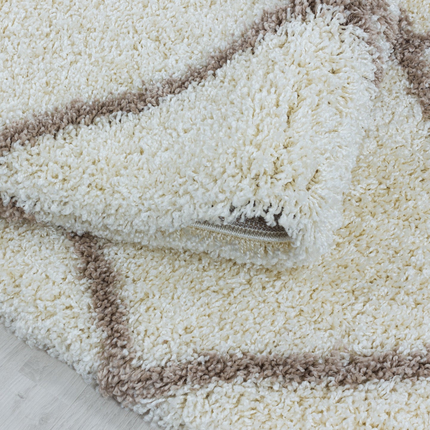 ALVOR – Tapis shaggy rond à poils longs motif berbère crème – ALV3401CRE ALVOR
