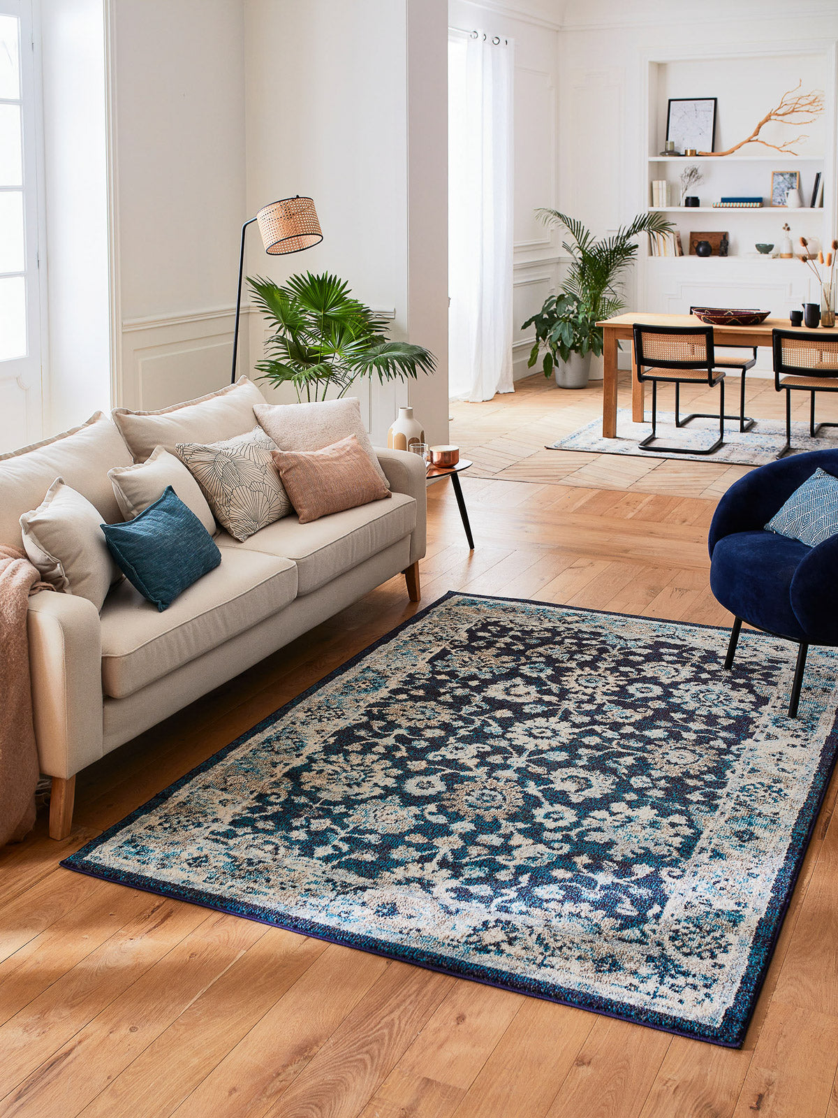 Tapis vintage bleu pétrole : ANA581BLE ANATOLIA