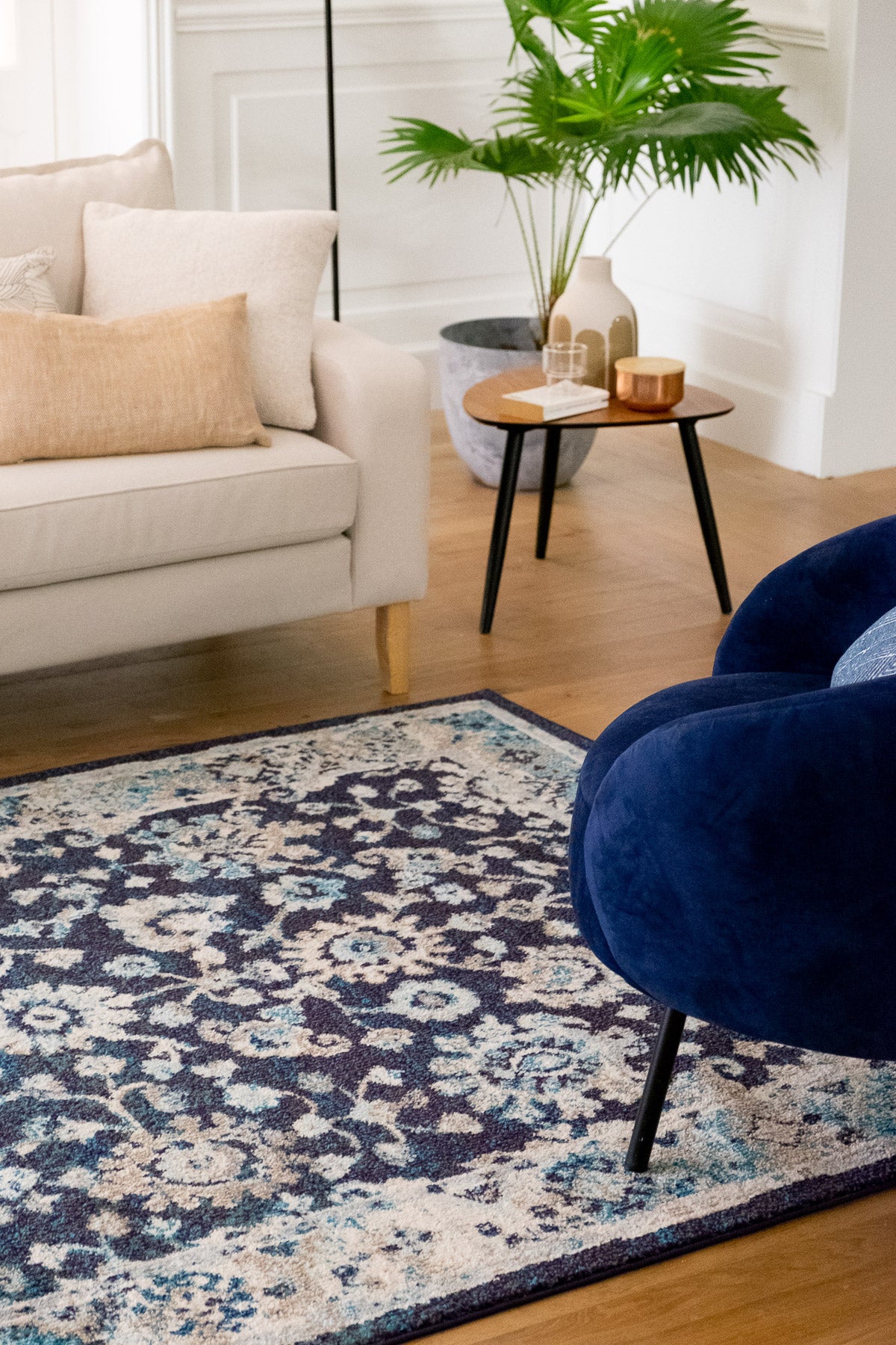 Tapis vintage bleu pétrole : ANA581BLE ANATOLIA