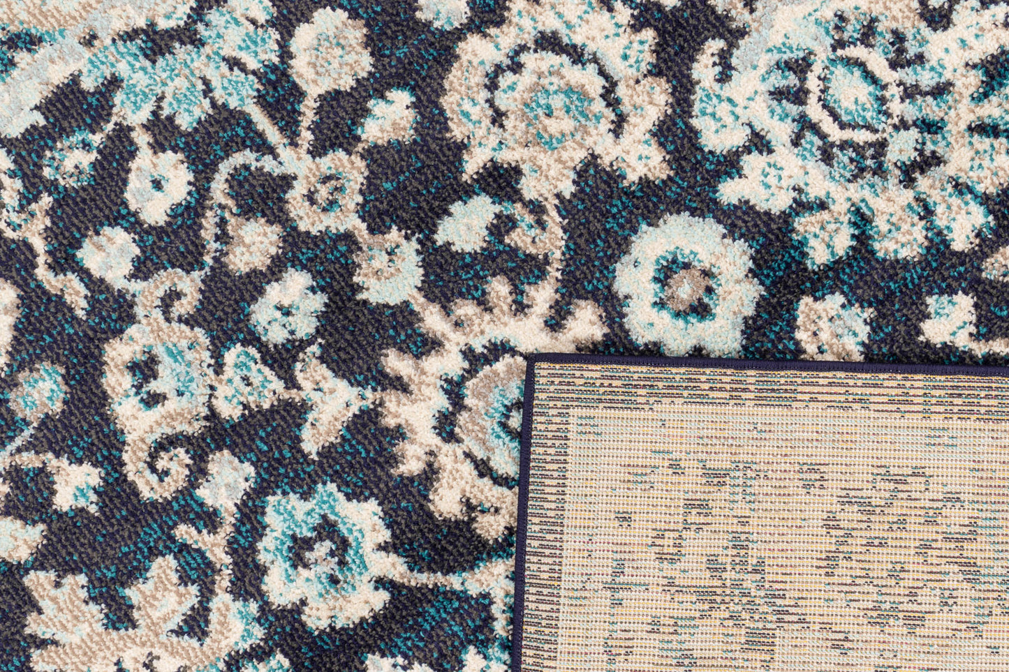 Tapis vintage bleu pétrole : ANA581BLE ANATOLIA