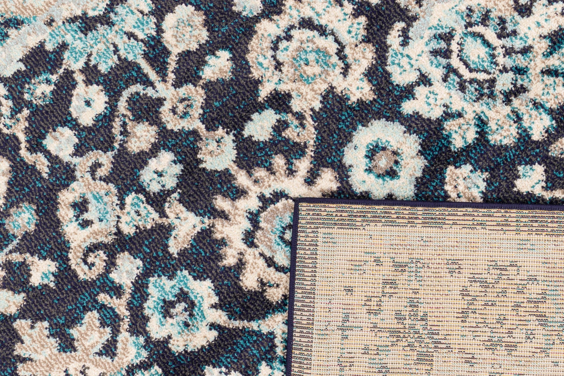 Tapis vintage bleu pétrole : ANA581BLE ANATOLIA