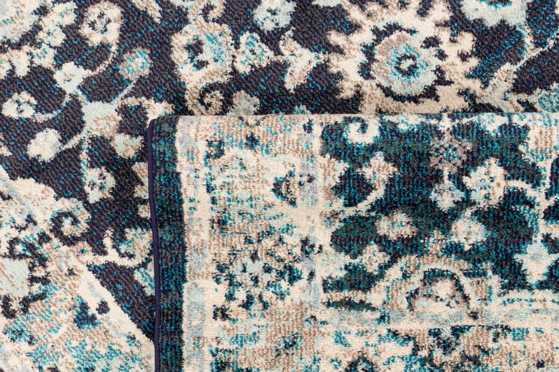 Tapis vintage bleu pétrole : ANA581BLE ANATOLIA