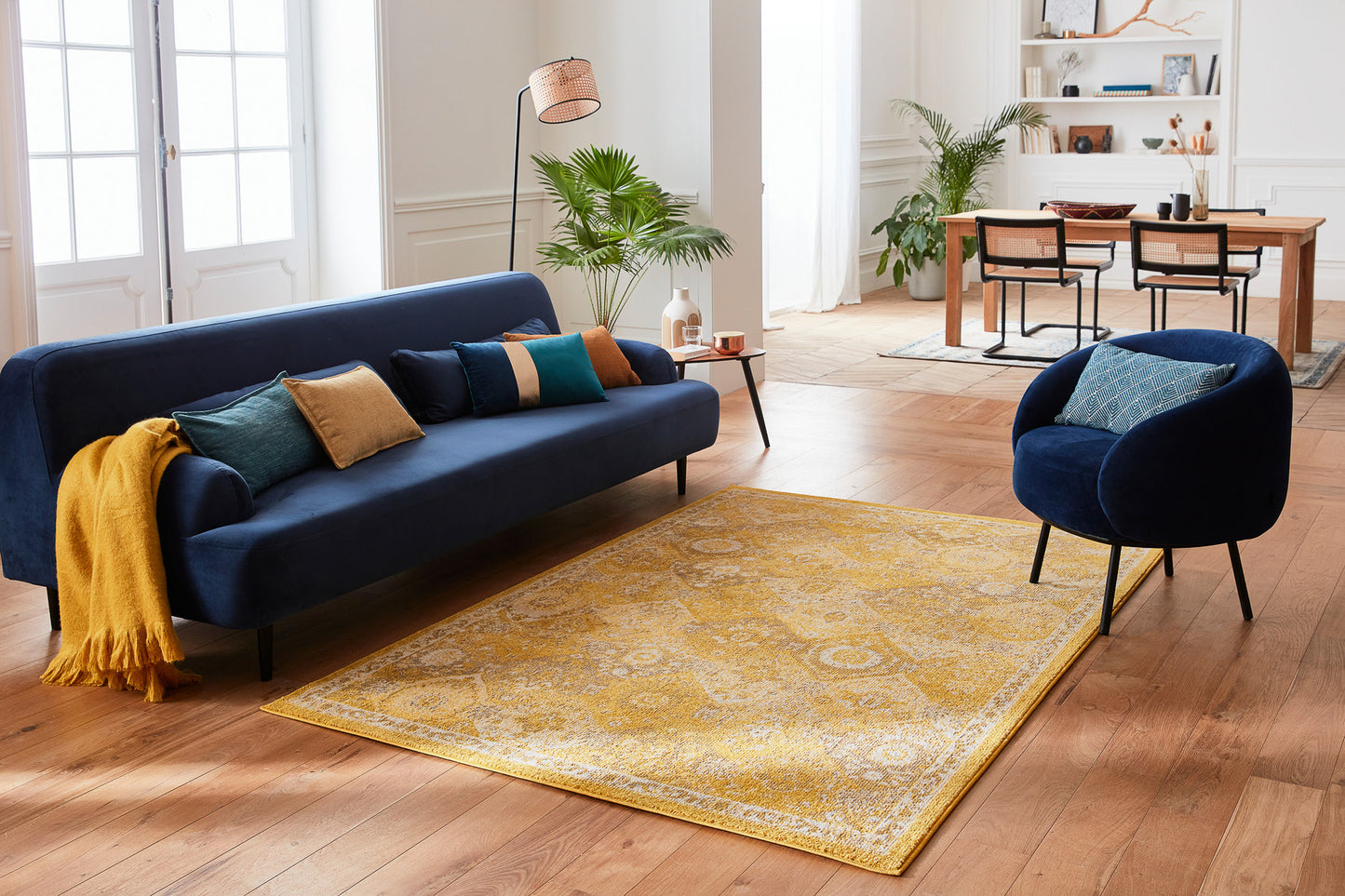 Tapis vintage jaune : ANA768JAU ANATOLIA