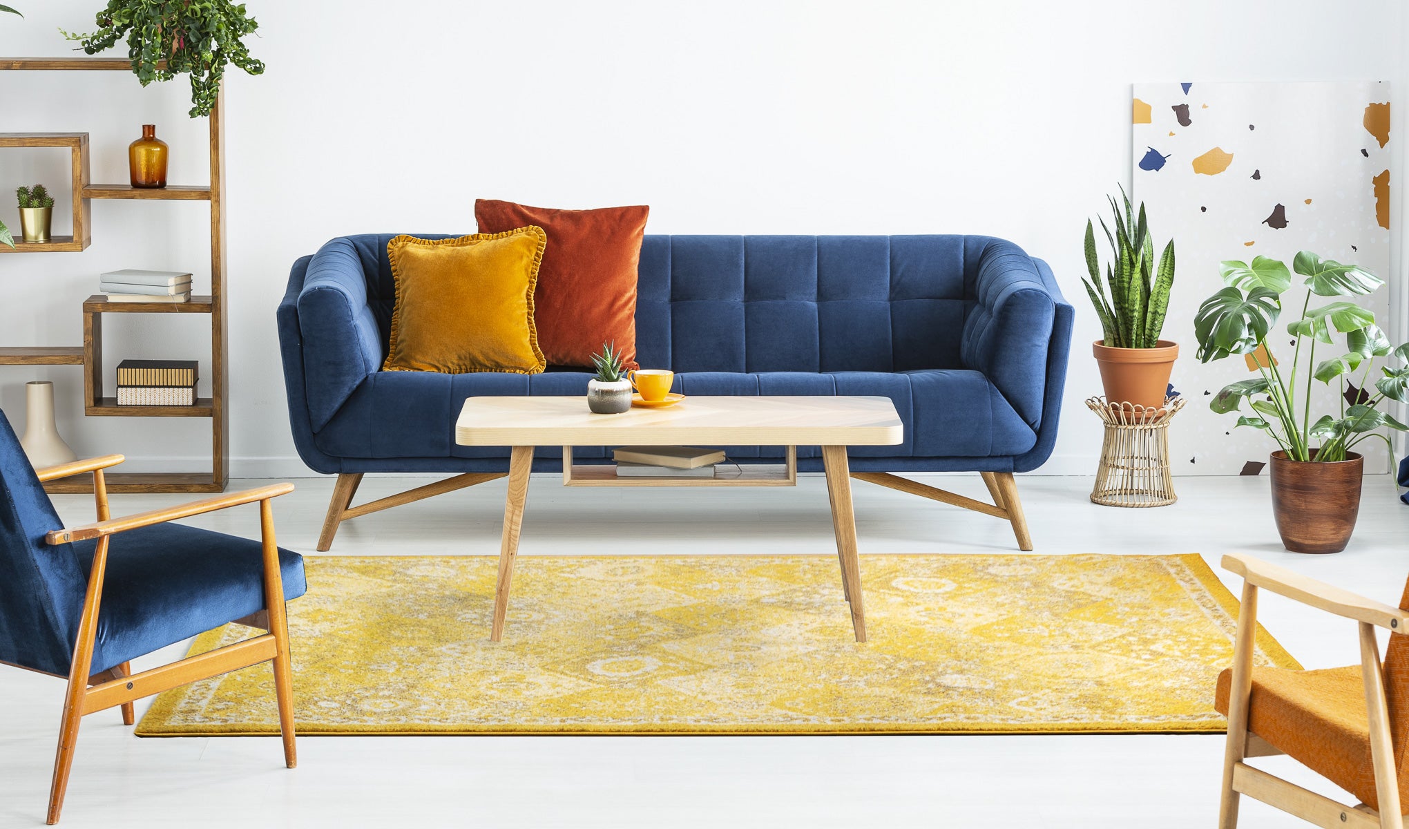 Tapis vintage jaune : ANA768JAU ANATOLIA