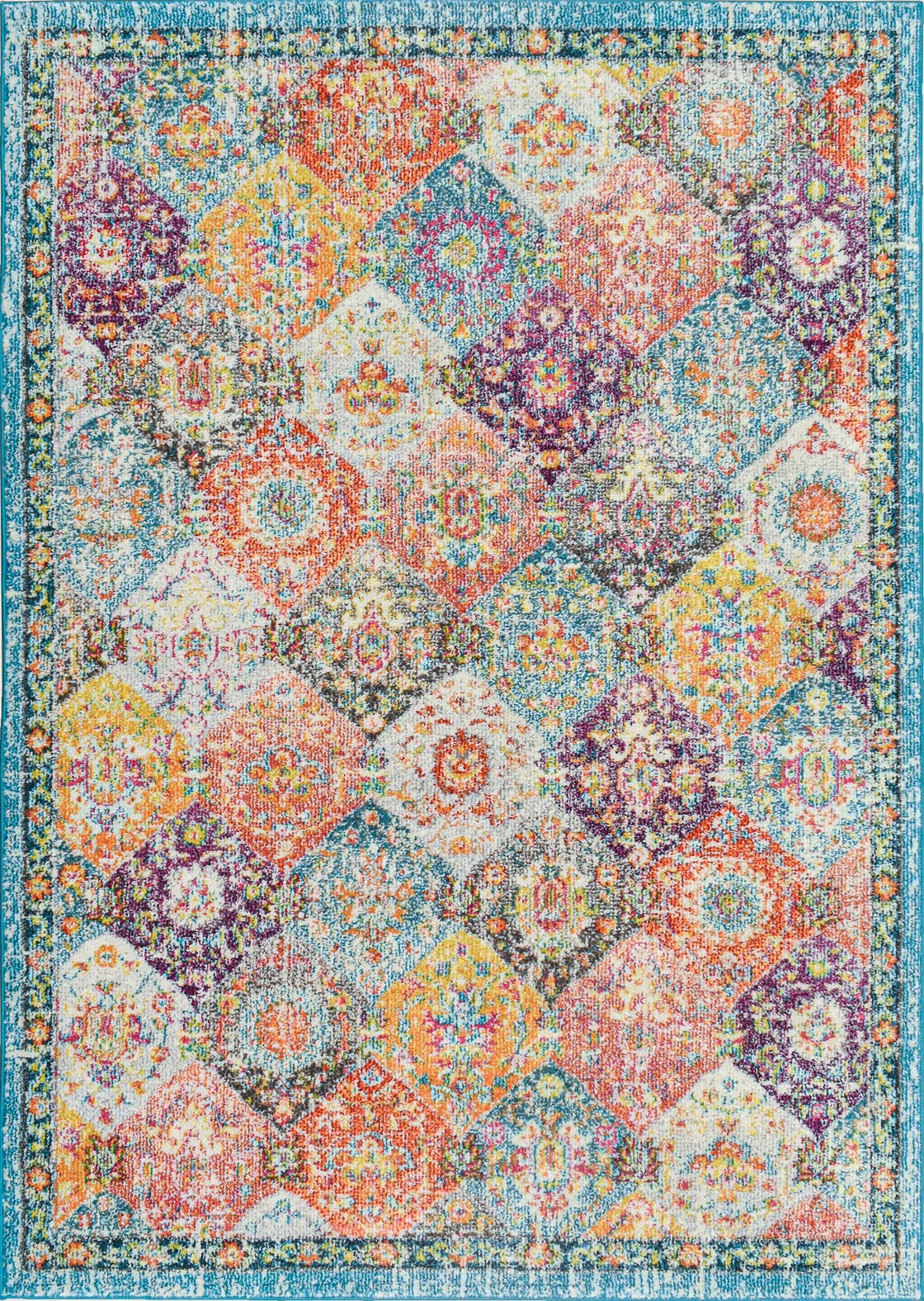 Tapis vintage multicolore à poils courts : ANA768MUL ANATOLIA