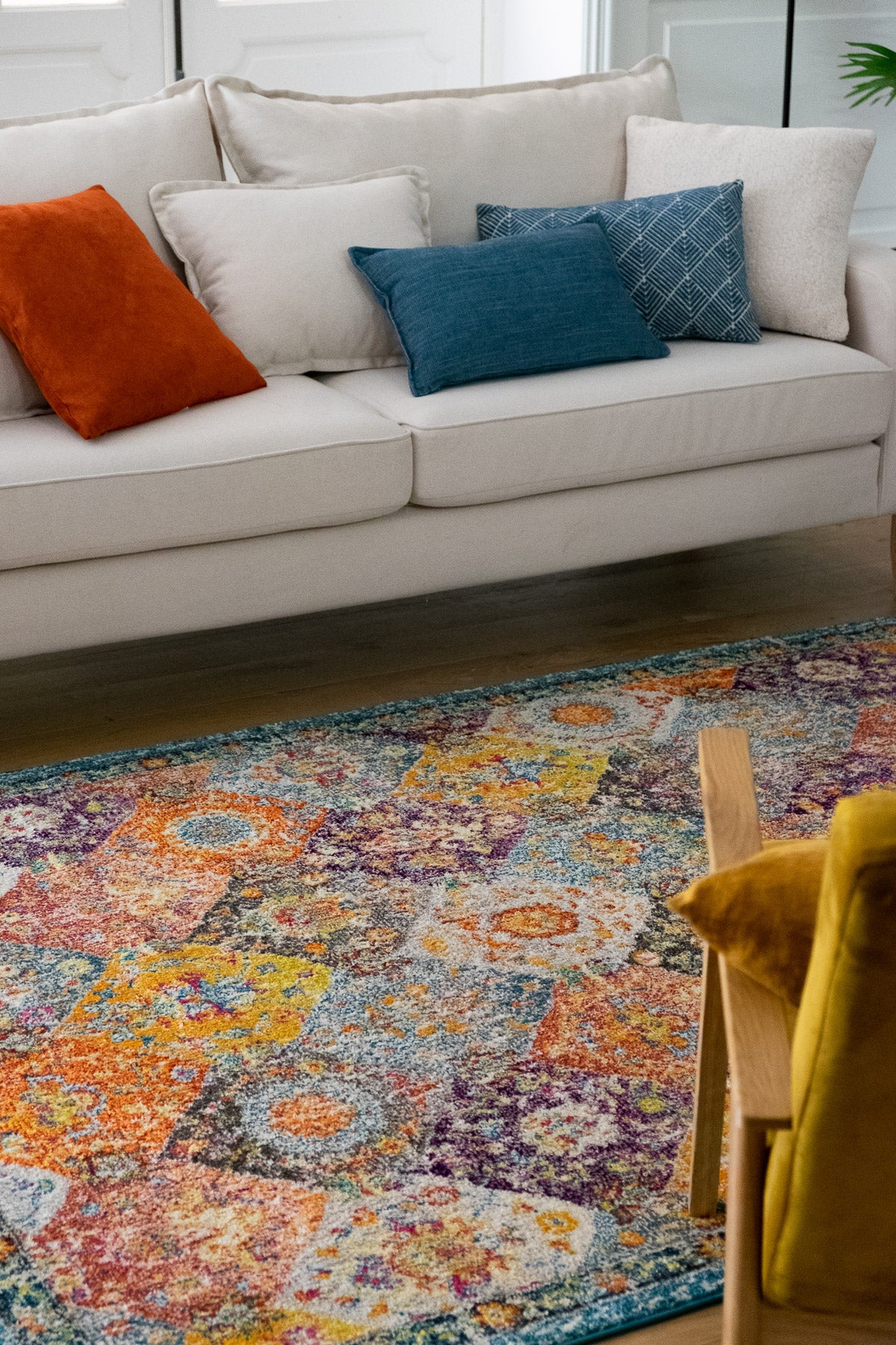 Tapis vintage multicolore à poils courts : ANA768MUL ANATOLIA