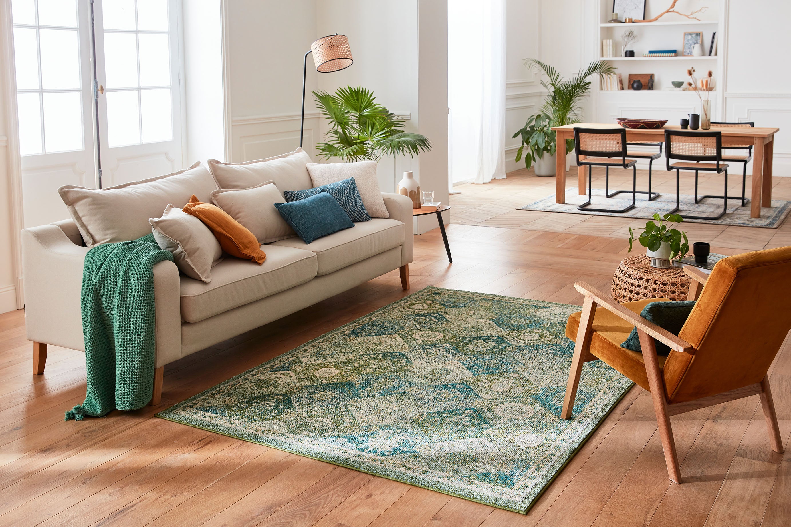 Tapis vintage vert à motif : ANA768VER ANATOLIA