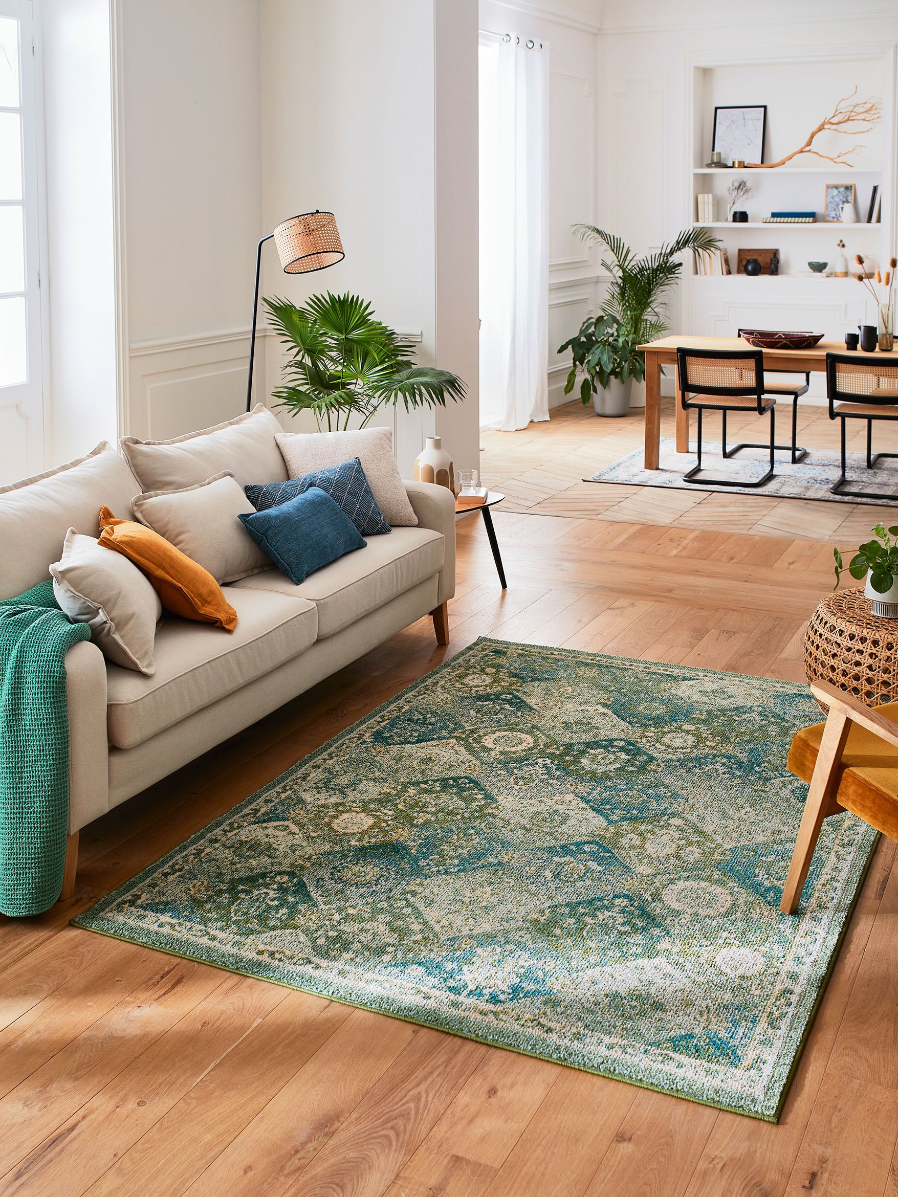 Tapis vintage vert à motif : ANA768VER ANATOLIA