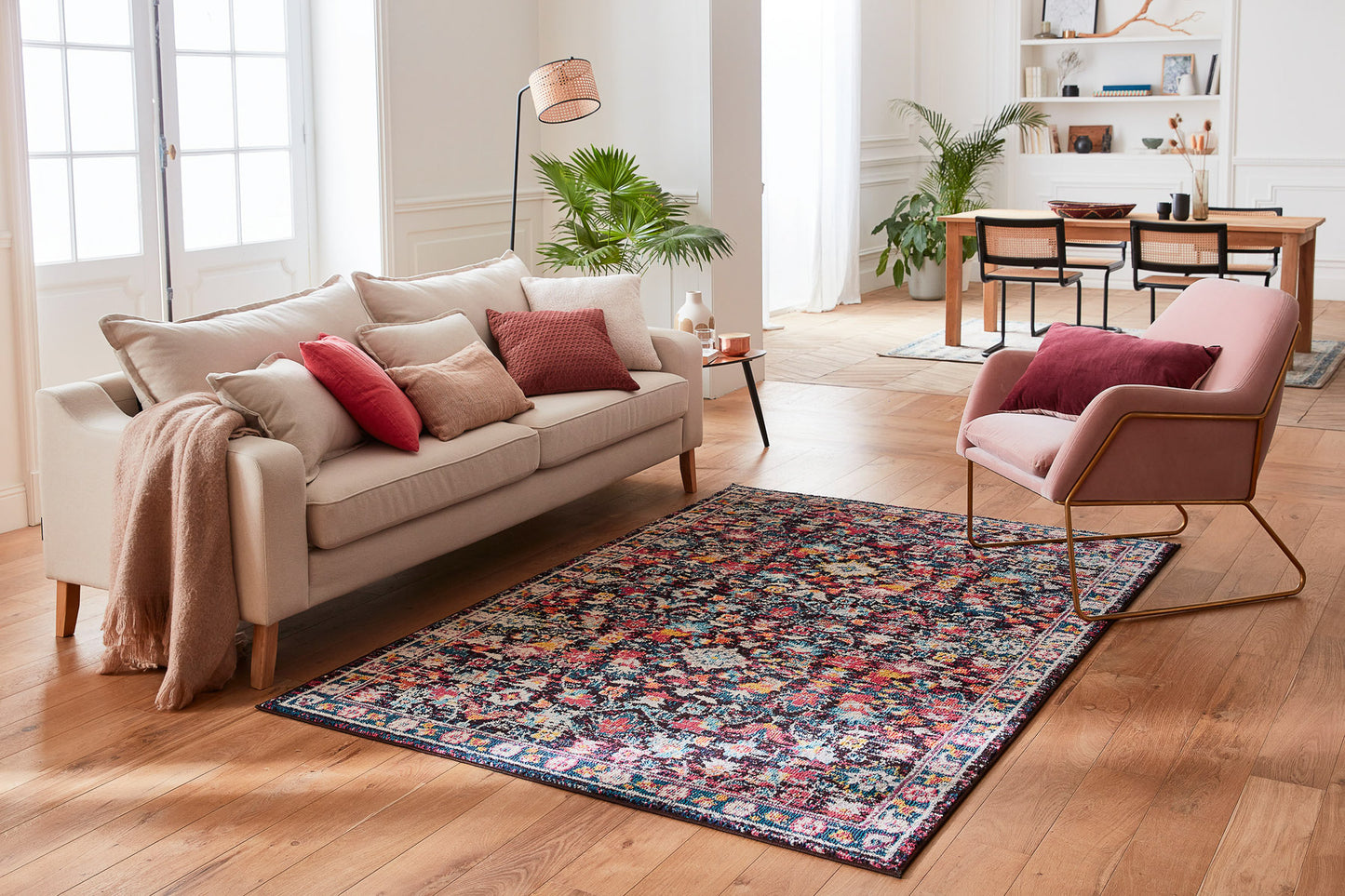 Tapis vintage à motifs bleu : ANA771BLE ANATOLIA