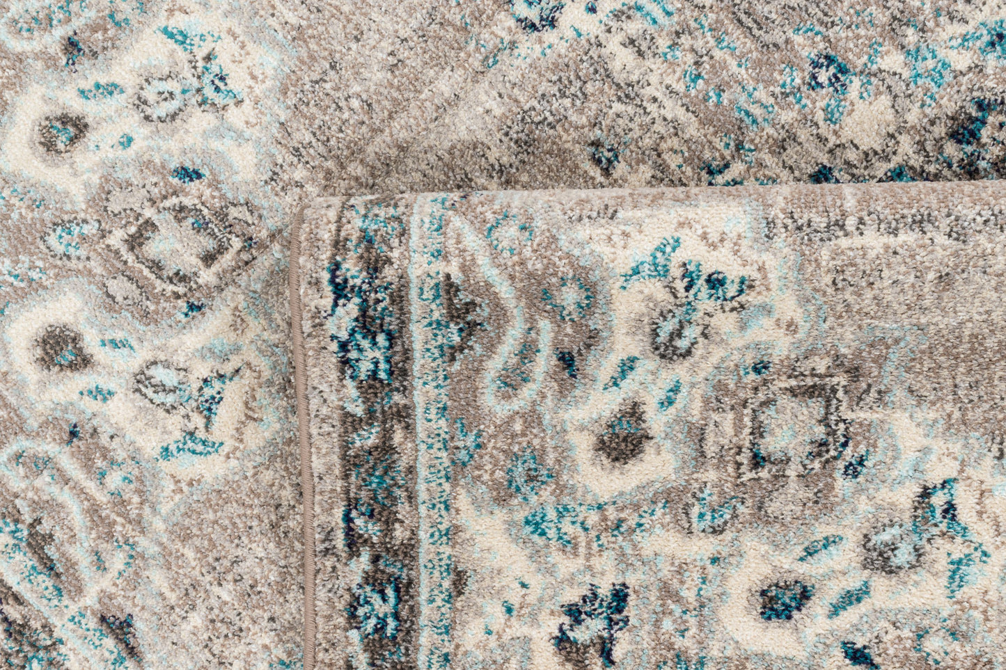 Tapis vintage crème et bleu : ANA777BLE ANATOLIA