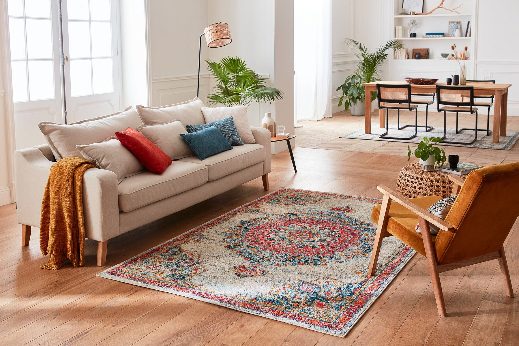 Tapis à motif antique multicolore : ANA777CRE ANATOLIA