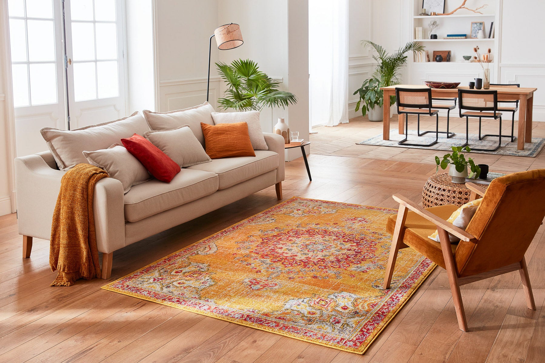 Tapis vintage jaune : ANA777JAU ANATOLIA