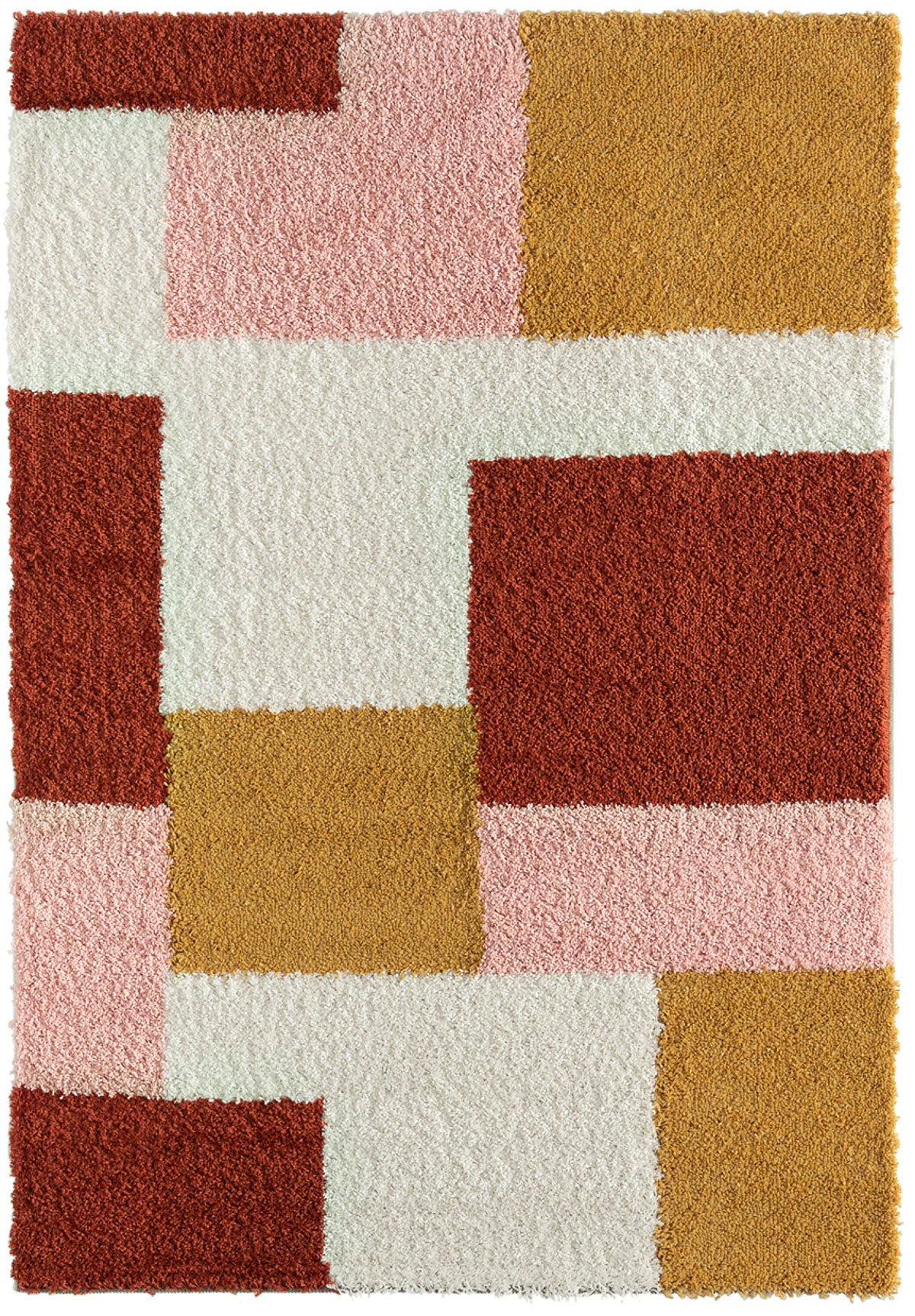 Tapis terra cotta rose crème et jaune : AQU139TER AQUARELLE