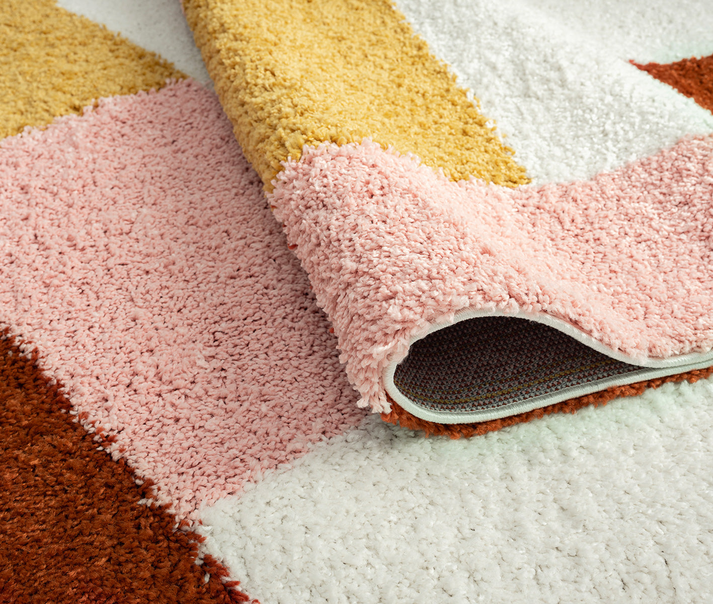 Tapis terra cotta rose crème et jaune : AQU139TER AQUARELLE