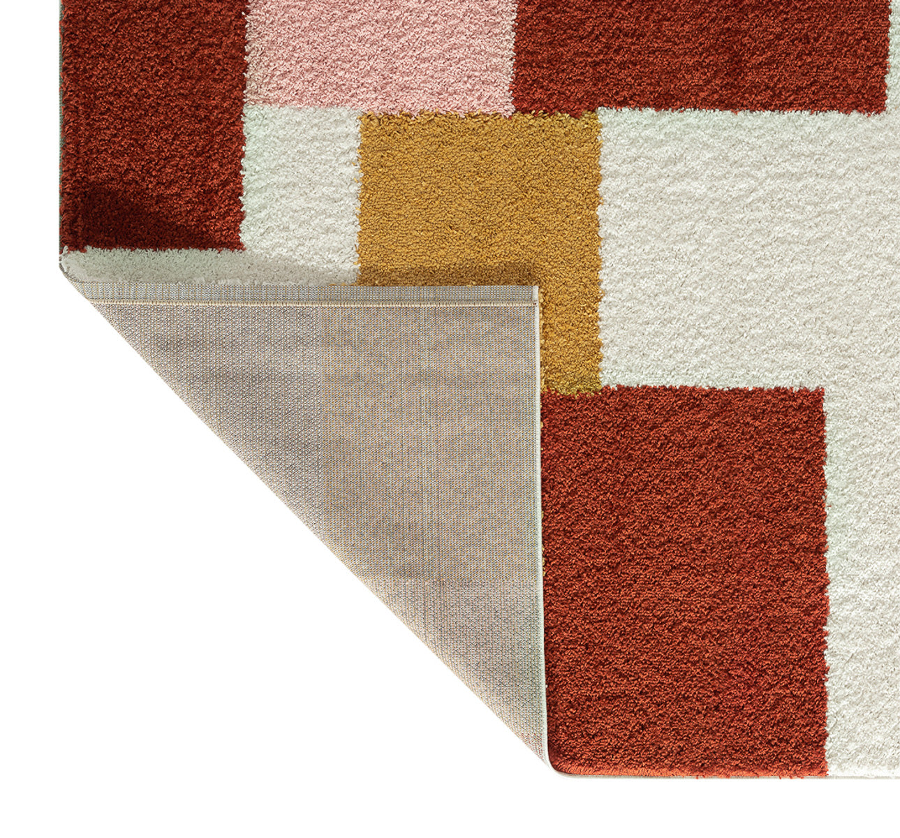 Tapis terra cotta rose crème et jaune : AQU139TER AQUARELLE
