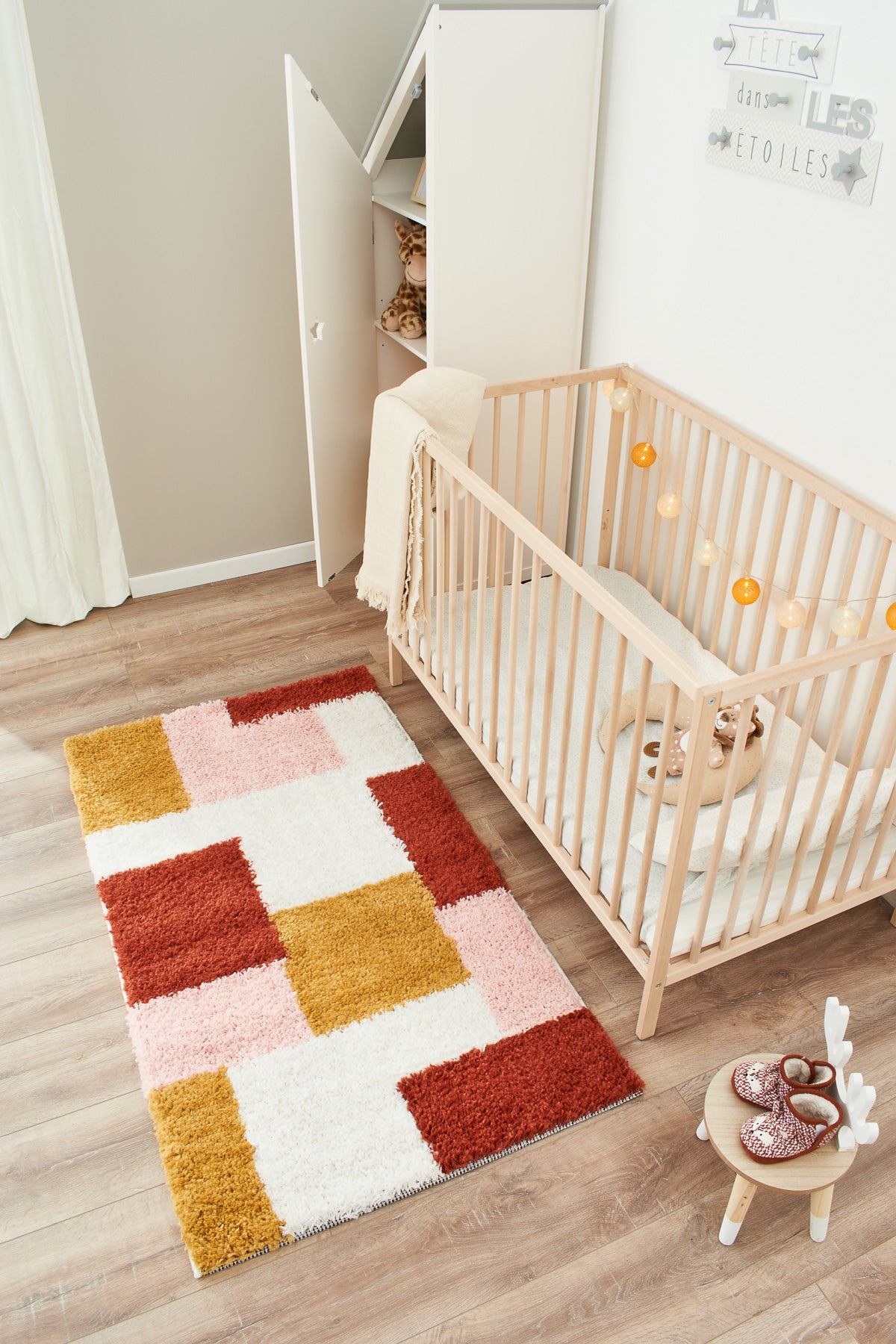 Tapis terra cotta rose crème et jaune : AQU139TER AQUARELLE