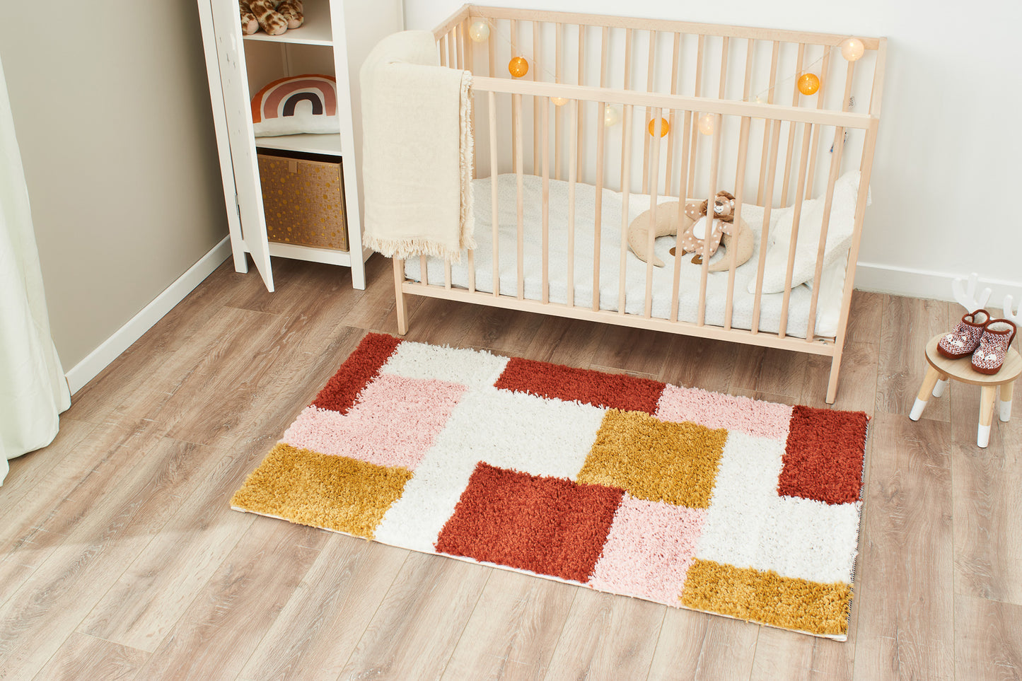 Tapis terra cotta rose crème et jaune : AQU139TER AQUARELLE