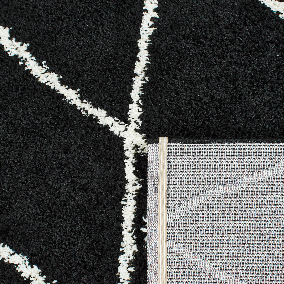 Tapis berbère en laine artificielle noir et crème : ASMA450NOI ASMA