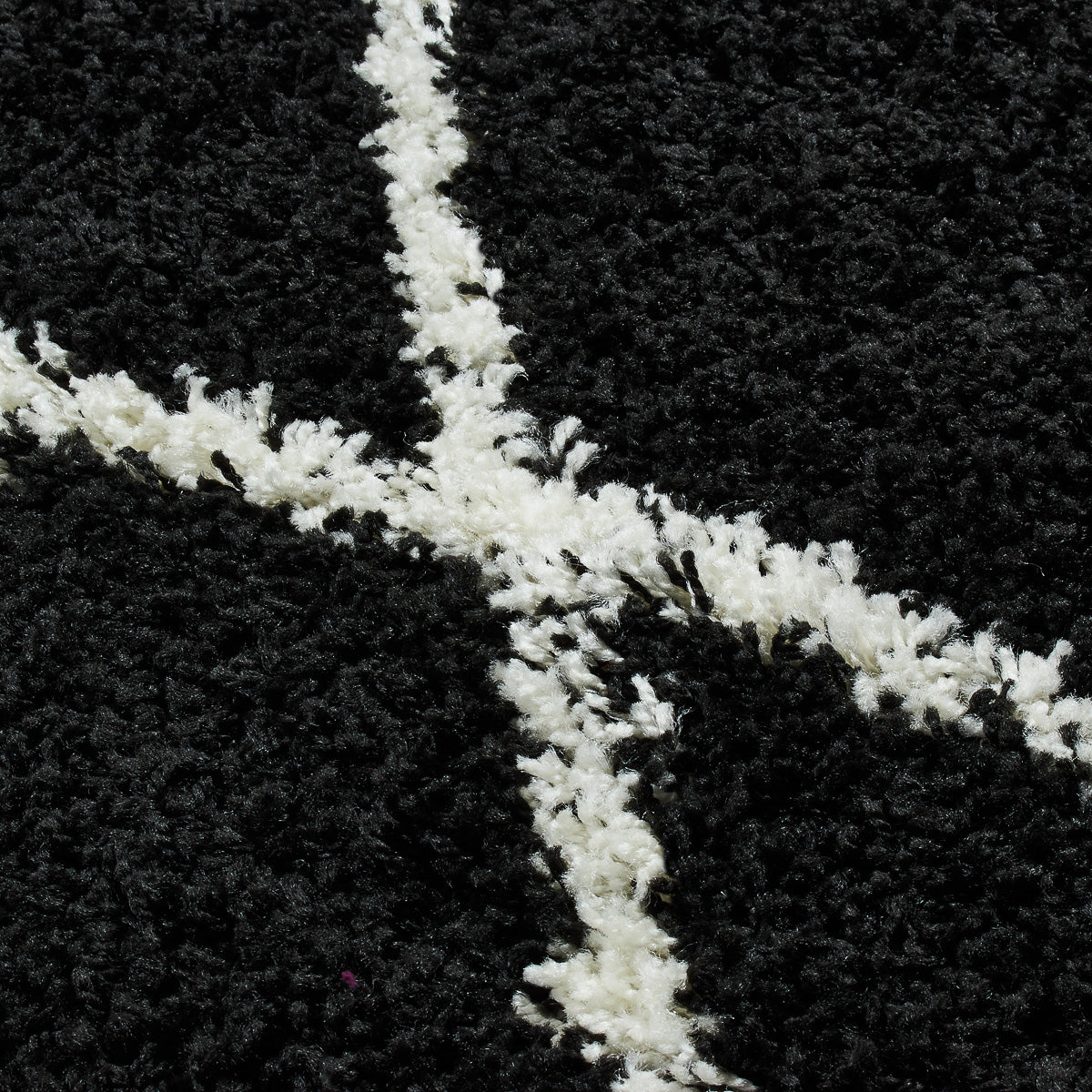 Tapis berbère en laine artificielle noir et crème : ASMA450NOI ASMA