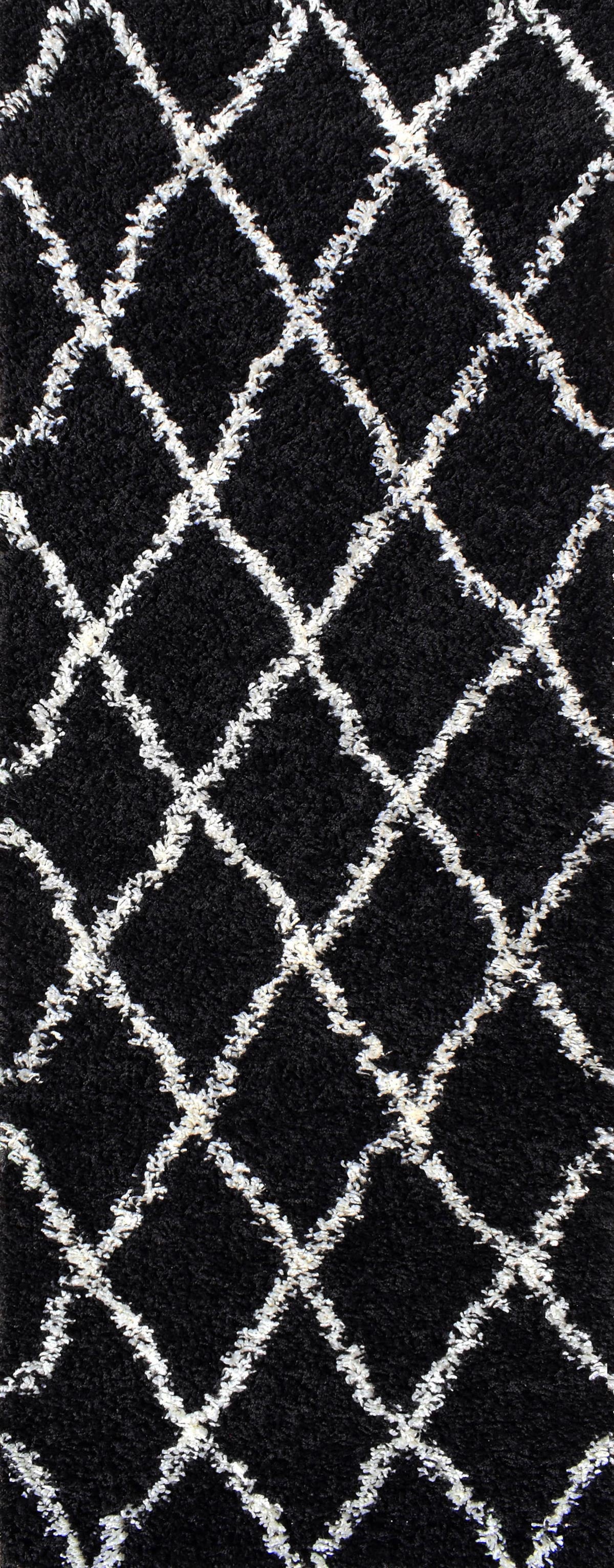 Tapis berbère en laine artificielle noir et crème : ASMA450NOI ASMA