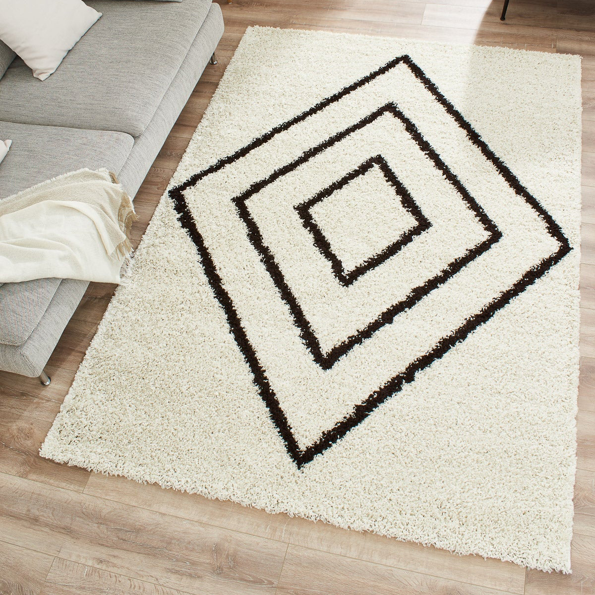 Tapis berbère - Crème et Brun à Losanges - Collection Asma ASMA