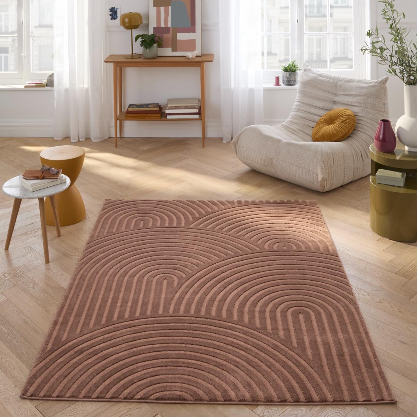 Tapis arc-en-ciel mocca avec longs poils en relief : BIA157MOC BIANCA