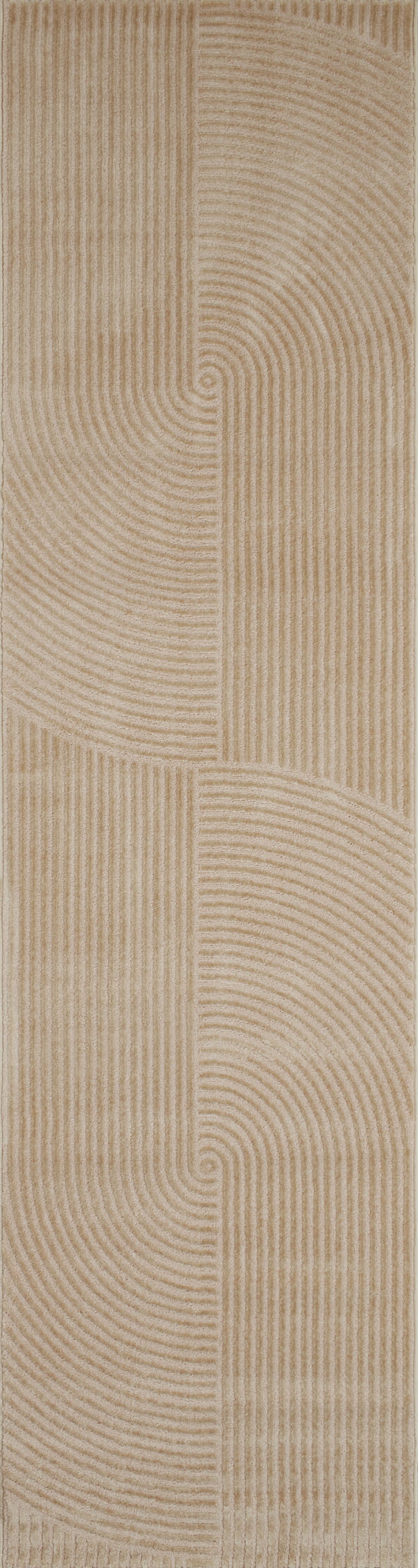 Tapis motif géométrique poils en relief beige : BIA159BEI BIANCA