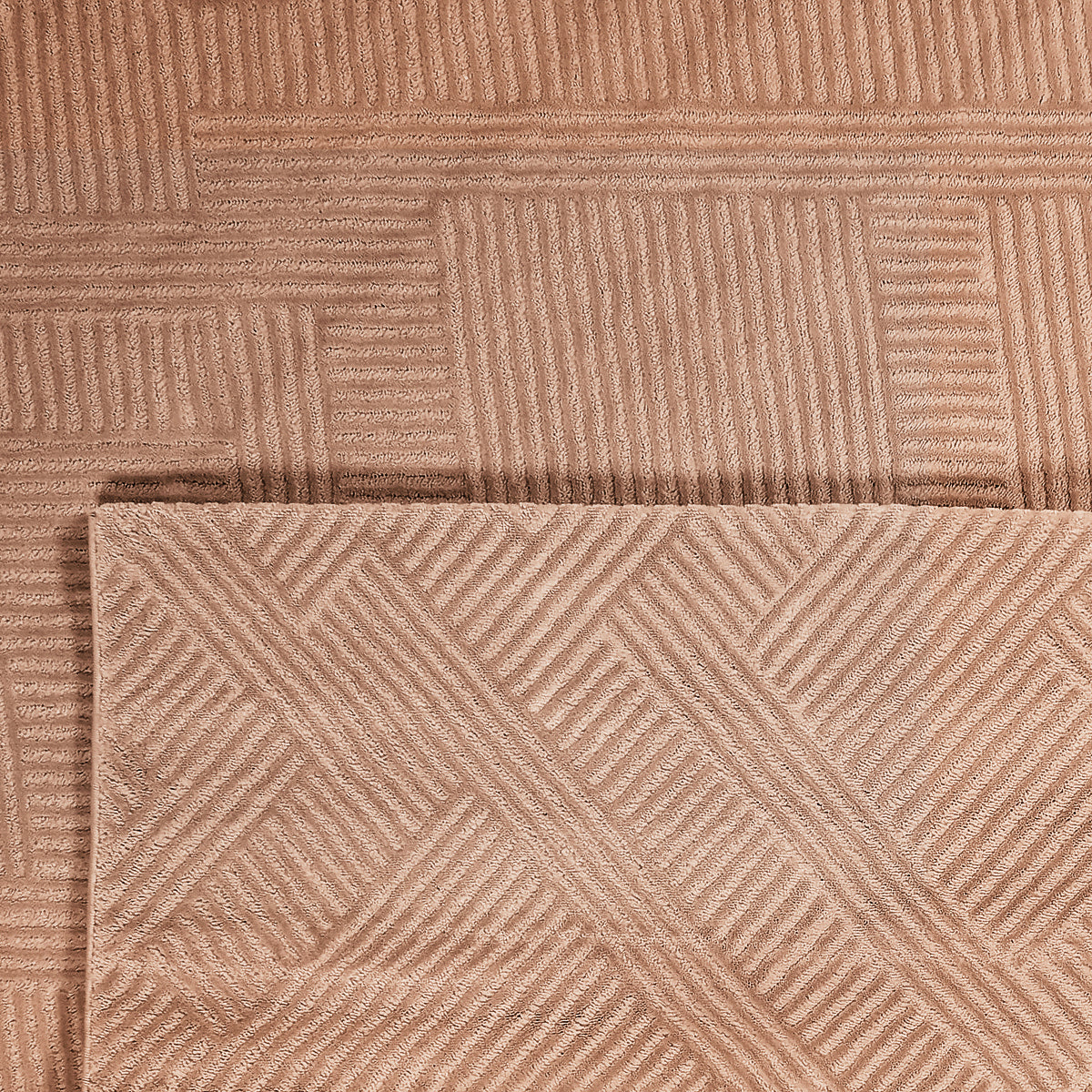 Tapis rond graphique mocca avec longs poils en relief : BIA160MOC BIANCA