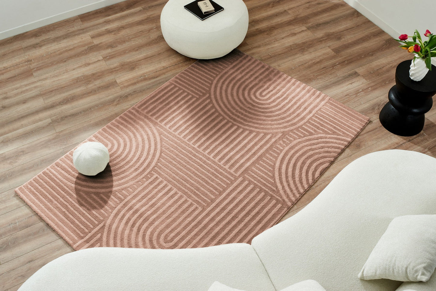 Tapis motif en relief mocca : BIA163MOC BIANCA