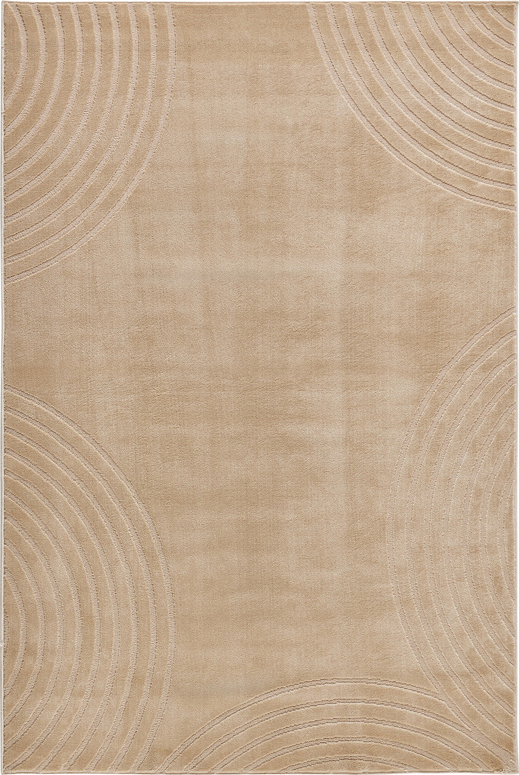 Tapis poils ras motif arc en relief beige : BLO1030BEI BLOOM