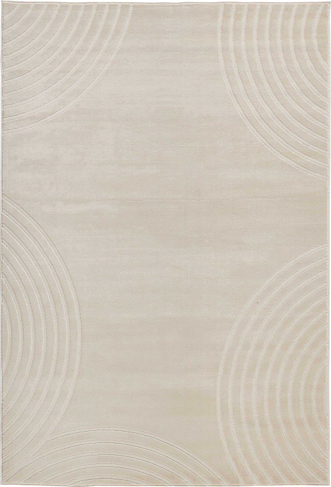 Tapis poils ras motif arc en relief crème : BLO1030CRE BLOOM