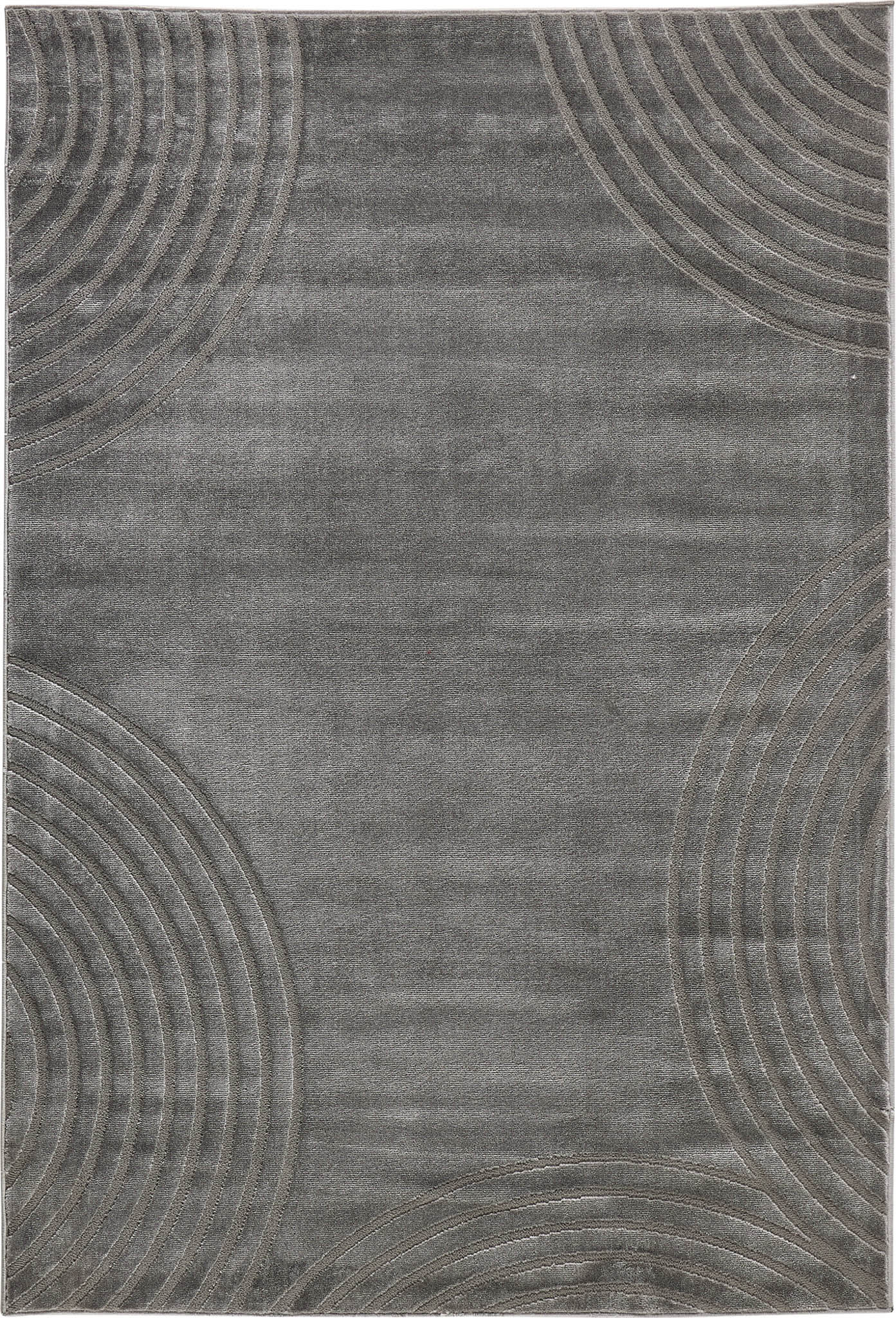 Tapis poils ras motif arc en relief gris : BLO1030GRI BLOOM