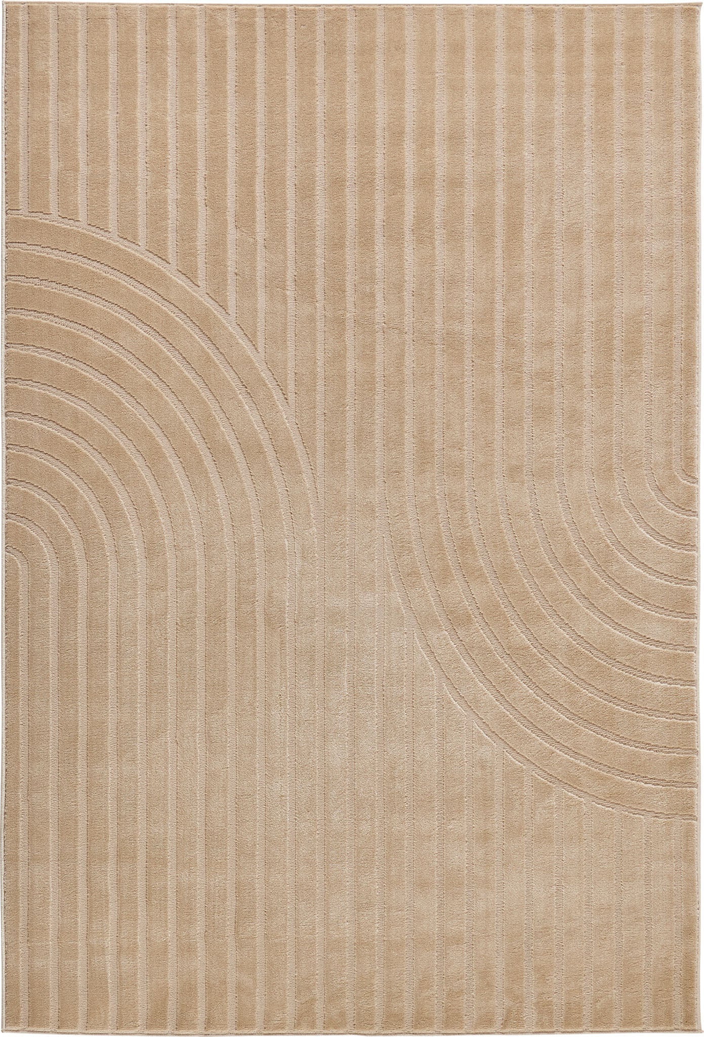 Tapis poils ras motif en relief beige : BLO1042BEI BLOOM