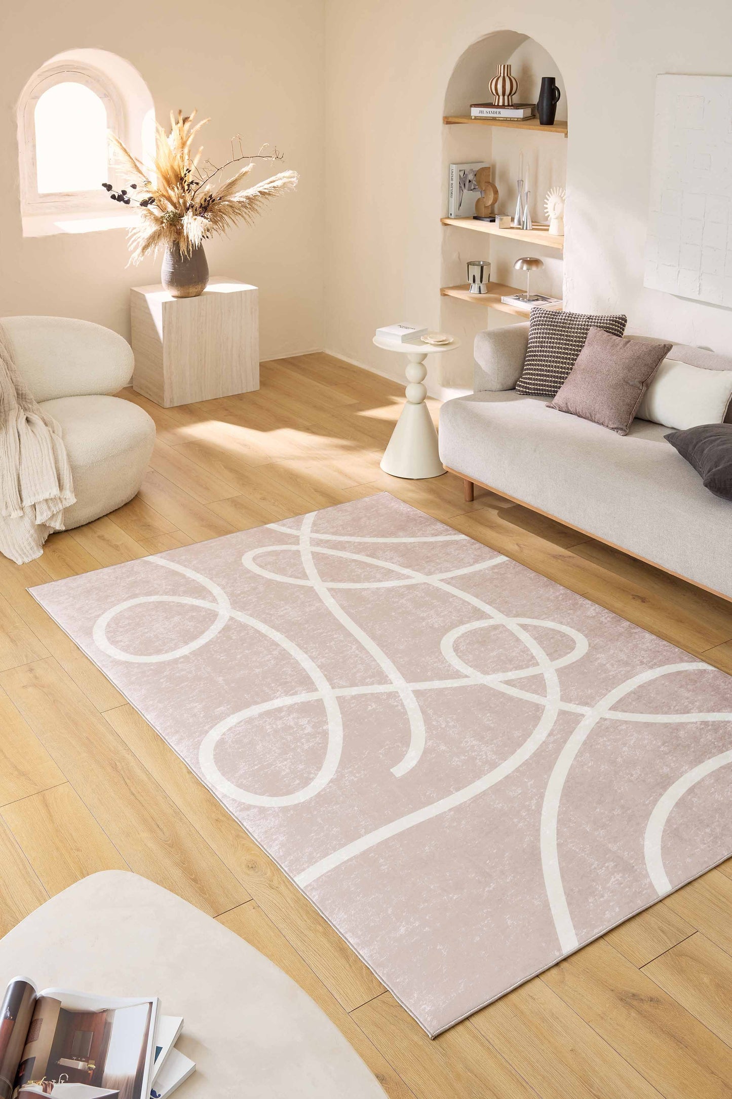 Tapis lavable en machine - Grège - Motif en arc-de-cercle (Copie) GREGE