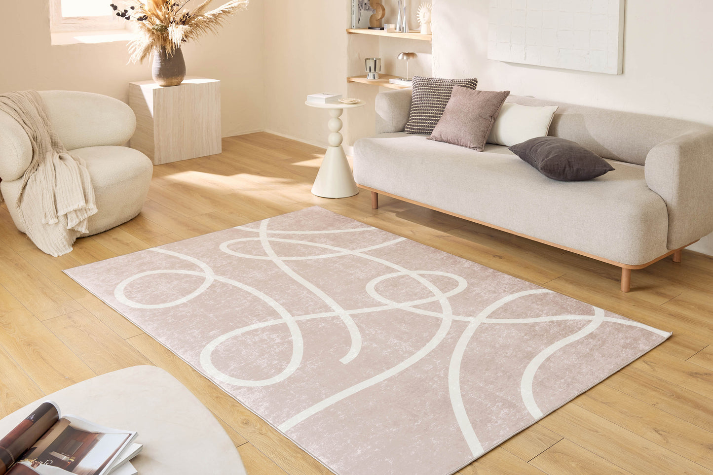 Tapis lavable en machine - Grège - Motif en arc-de-cercle (Copie) GREGE