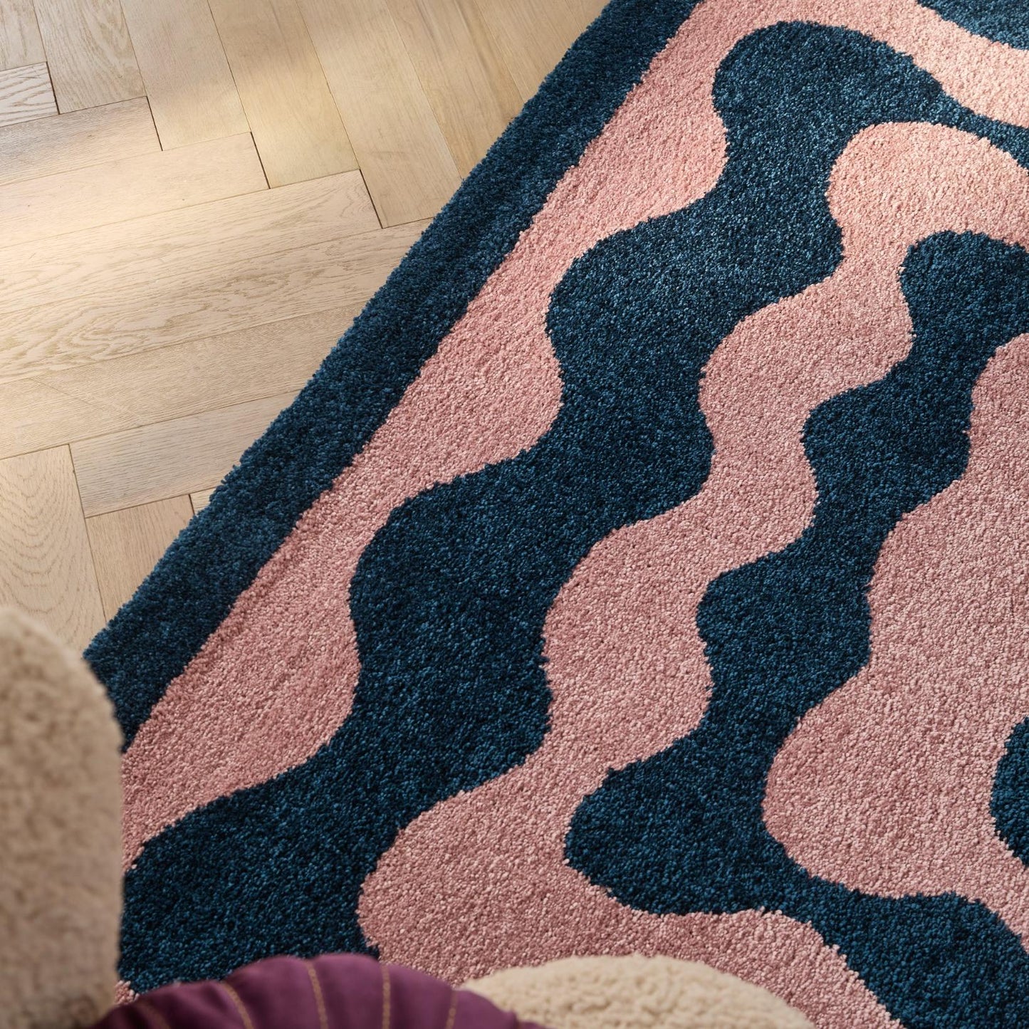 Tapis vintage style année 70 - Bleu - Groovy GROOVY