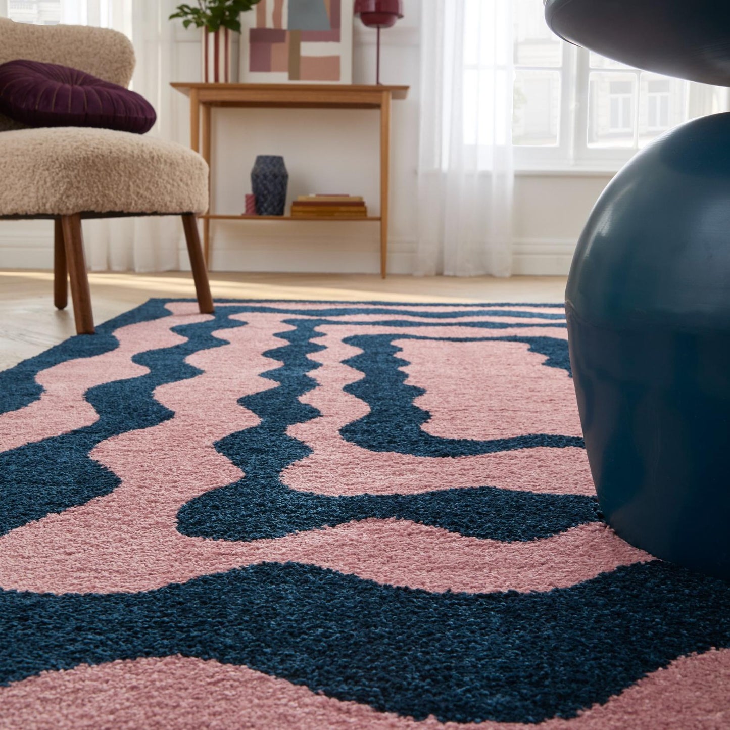 Tapis vintage style année 70 - Bleu - Groovy GROOVY