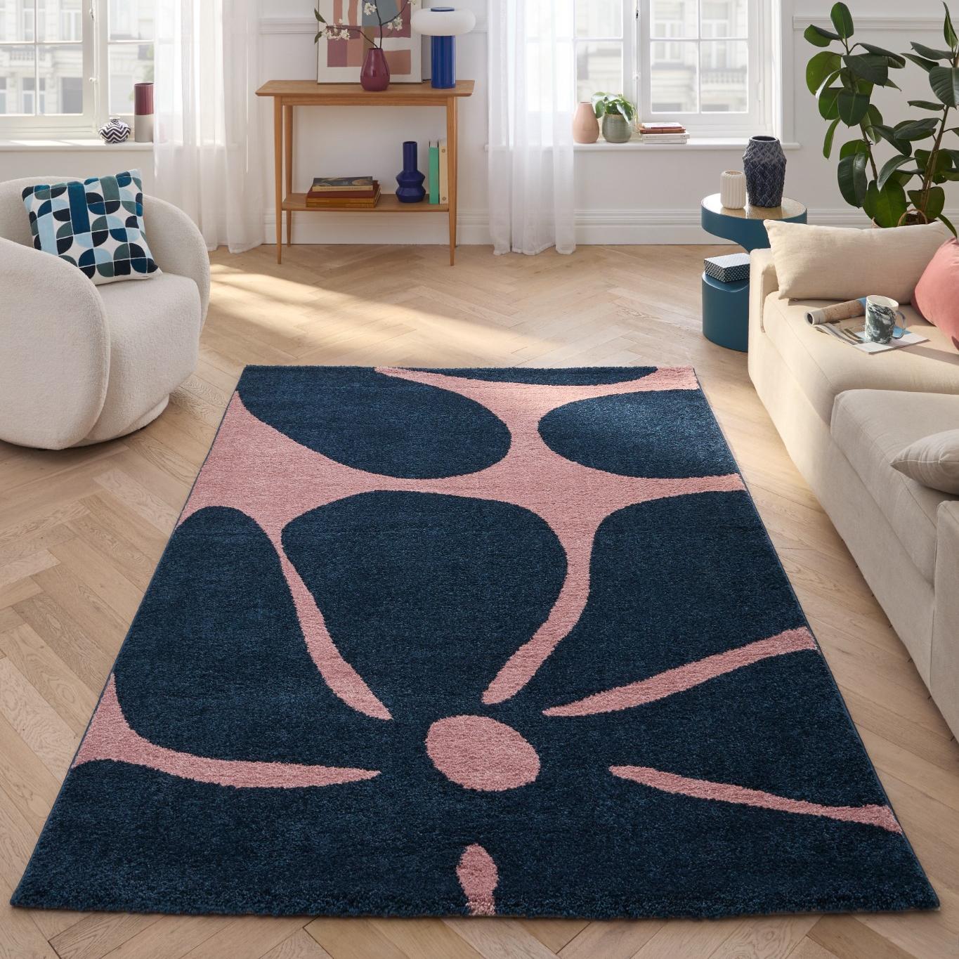 Tapis salon vintage année 70 - Bleu - Groovy GROOVY