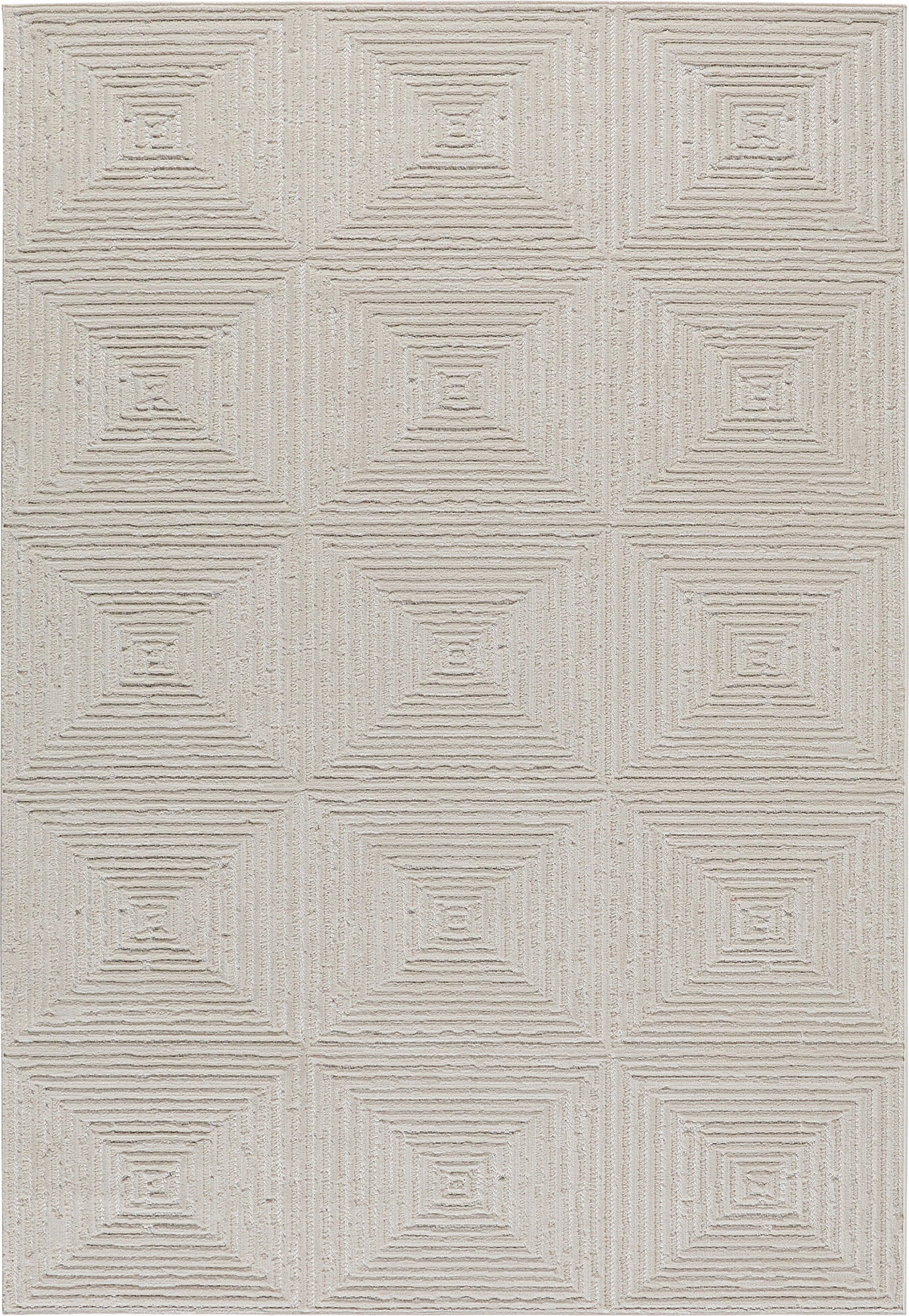 Tapis intérieur extérieur motif damier crème : LOO323CRE LOOPIN