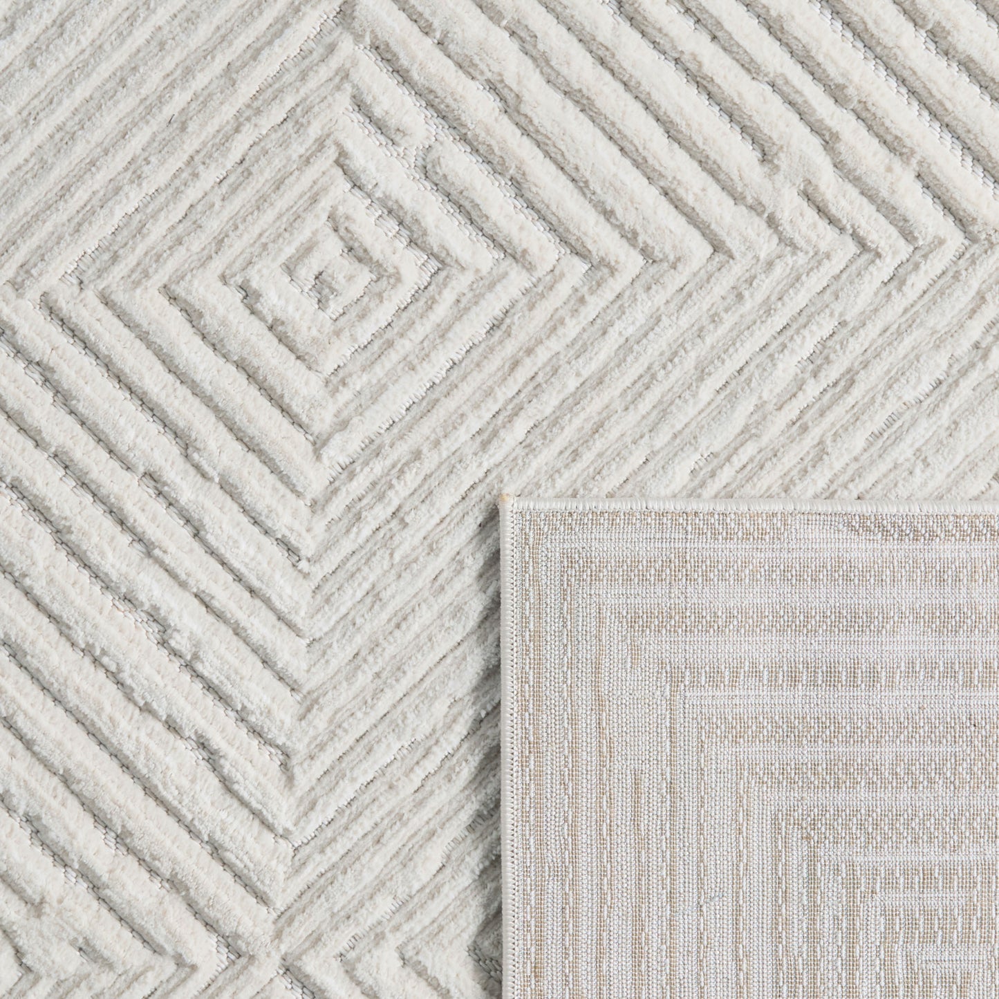 Tapis intérieur extérieur motif damier crème : LOO323CRE LOOPIN