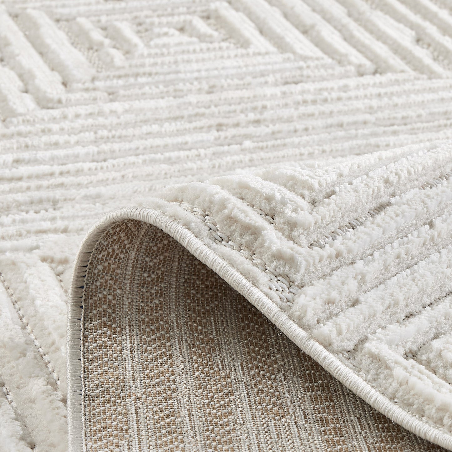 Tapis intérieur extérieur motif damier crème : LOO323CRE LOOPIN