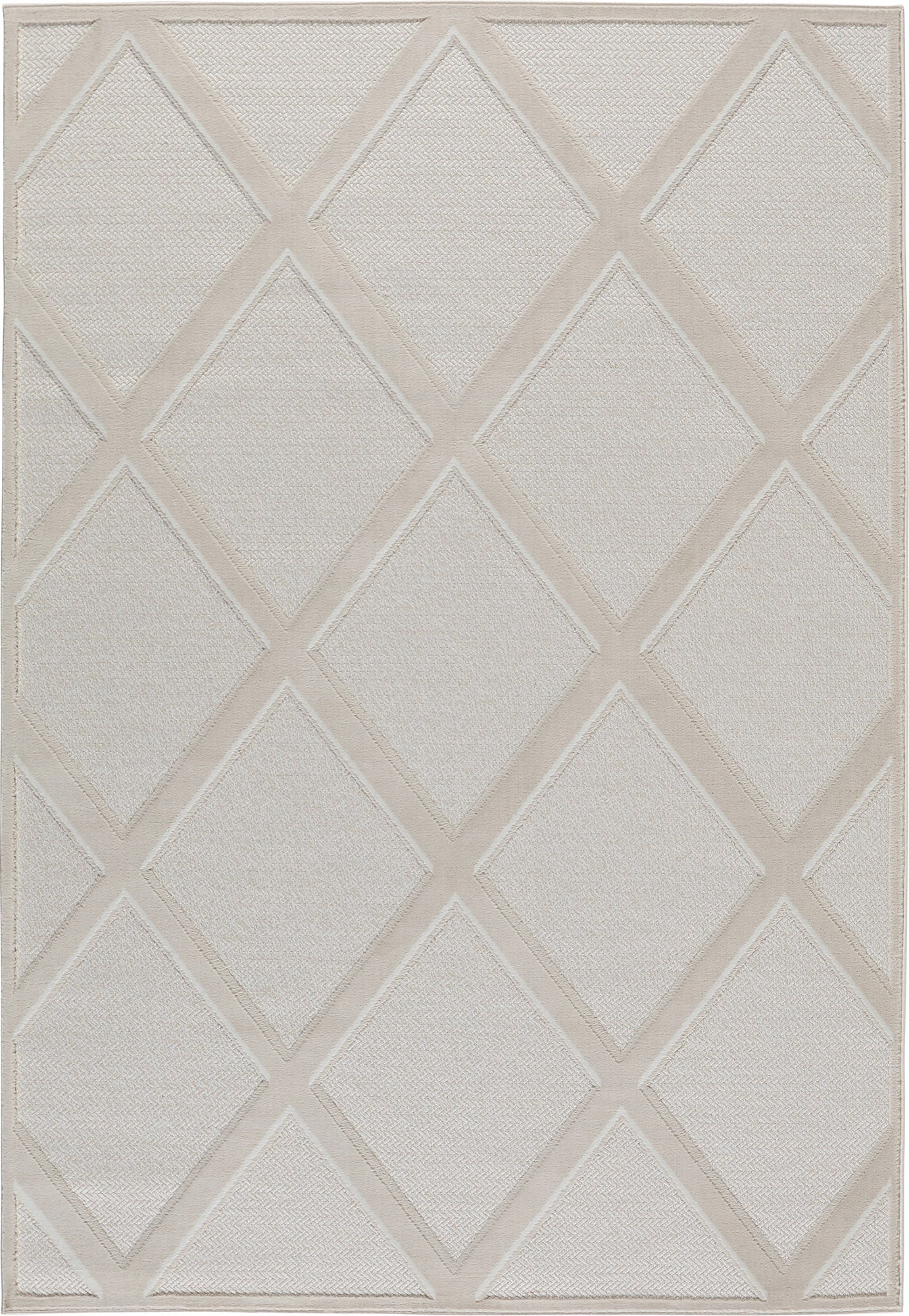 Tapis intérieur extérieur motif gros losanges crème : LOO328CRE LOOPIN