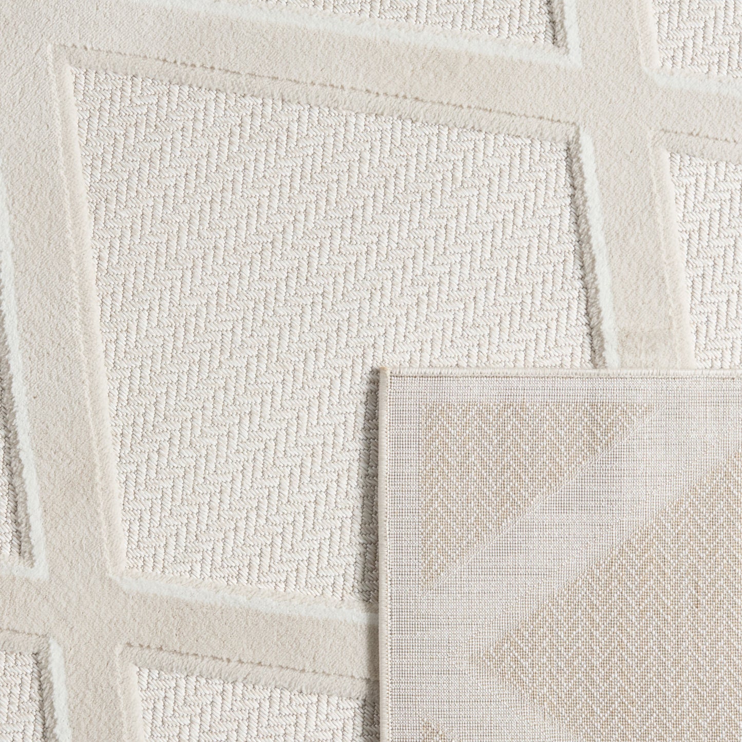 Tapis intérieur extérieur motif gros losanges crème : LOO328CRE LOOPIN