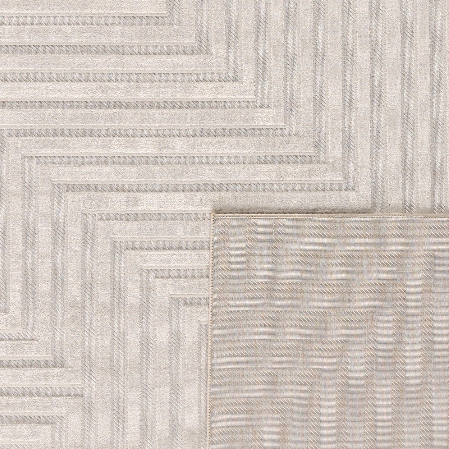 Tapis intérieur extérieur motif abstrait crème : LOO338CRE LOOPIN