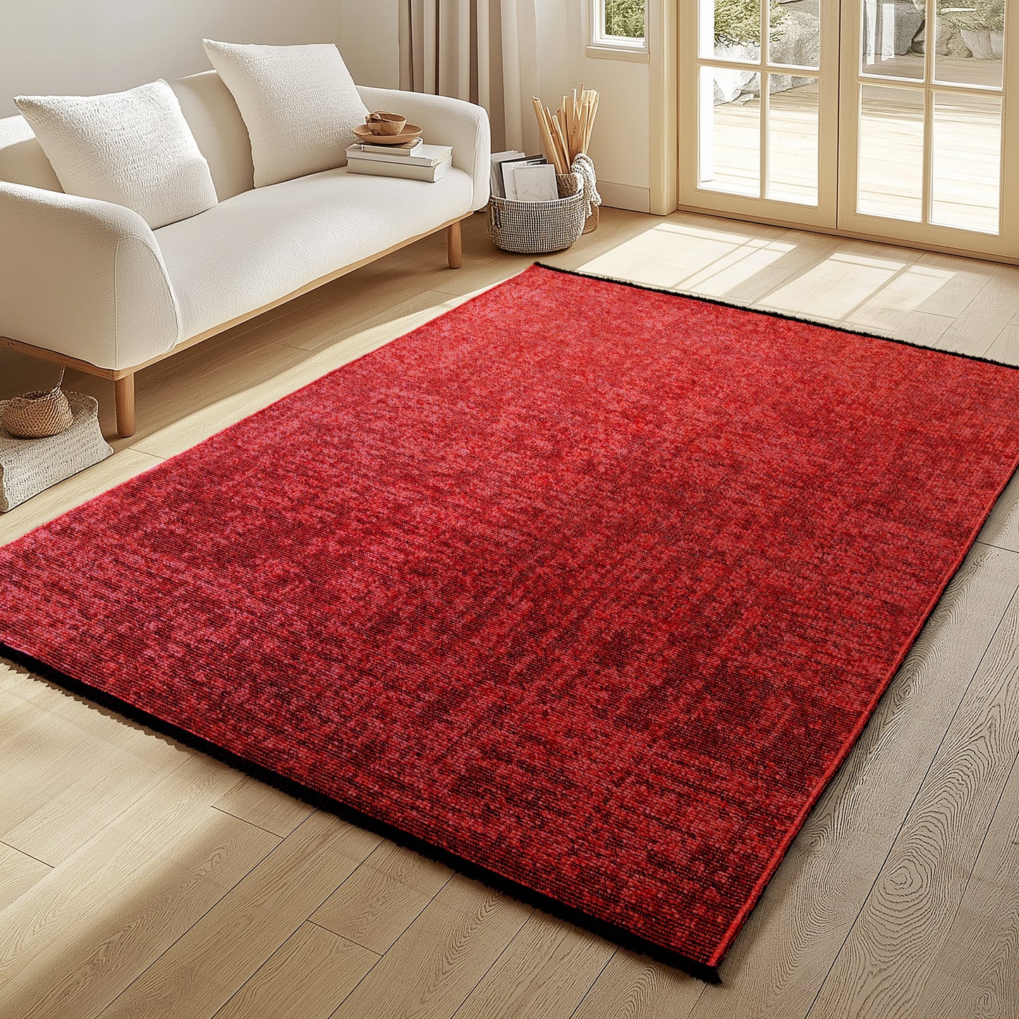 MIRA : Tapis de Salon Rouge Chic – Confort et Style Contemporain - MIR1900ROU MIRA