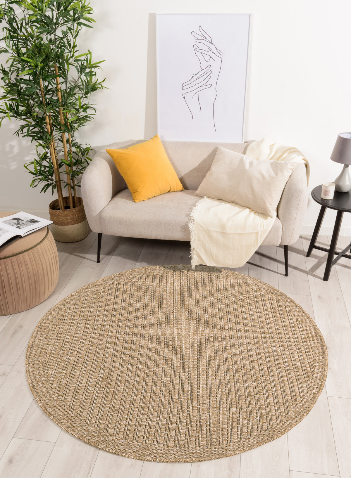 Tapis effet jute naturel uni rond :NAT8751BEI NATURE