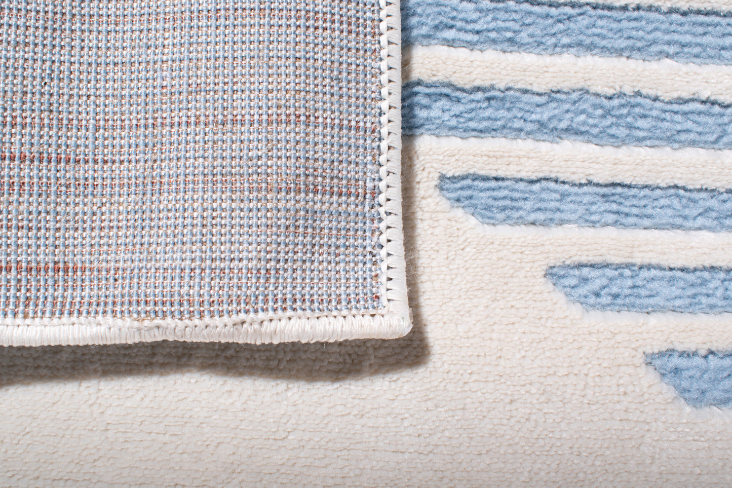 Tapis de salon à poils ras motif demi-cercle bleu : NEL790BLE NELY