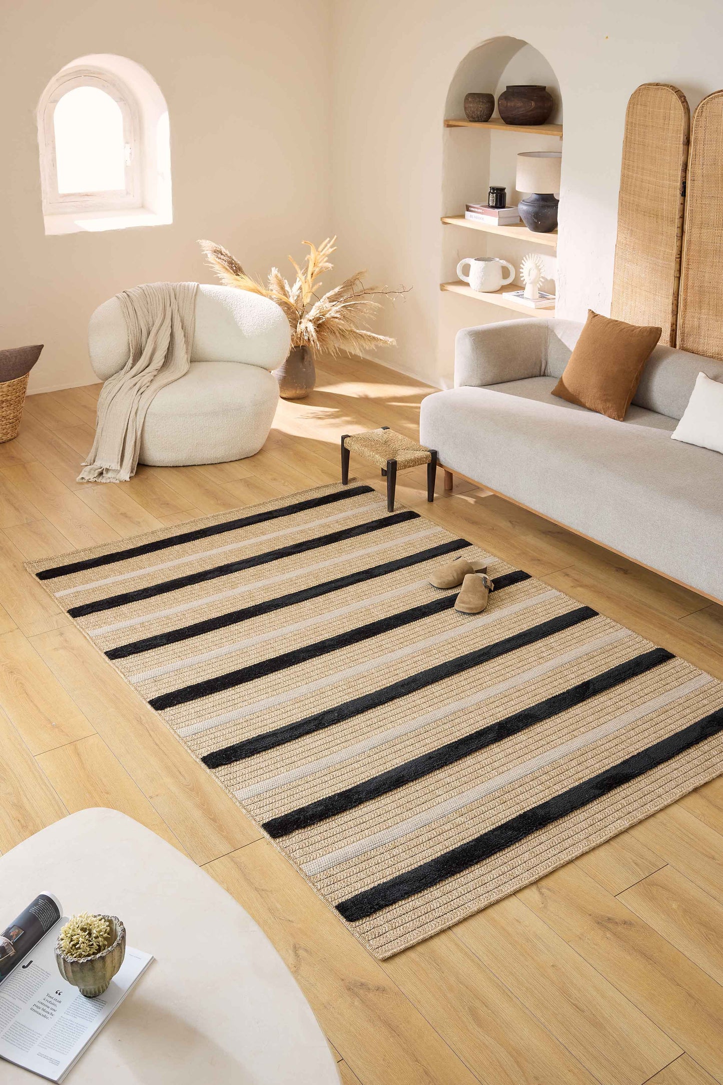 Tapis aspect jute - Palma - Motif bordure damier (Copie) PALMA